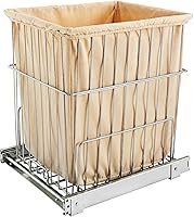 Vista 1 de Rev-A-Shelf Pullout 20 Inch Deep Cabinet Floor Steel Mounted Clothes Laundry Hamper with Full Extension Slides, Chrome, HRV-1520 S CR (USADO)
