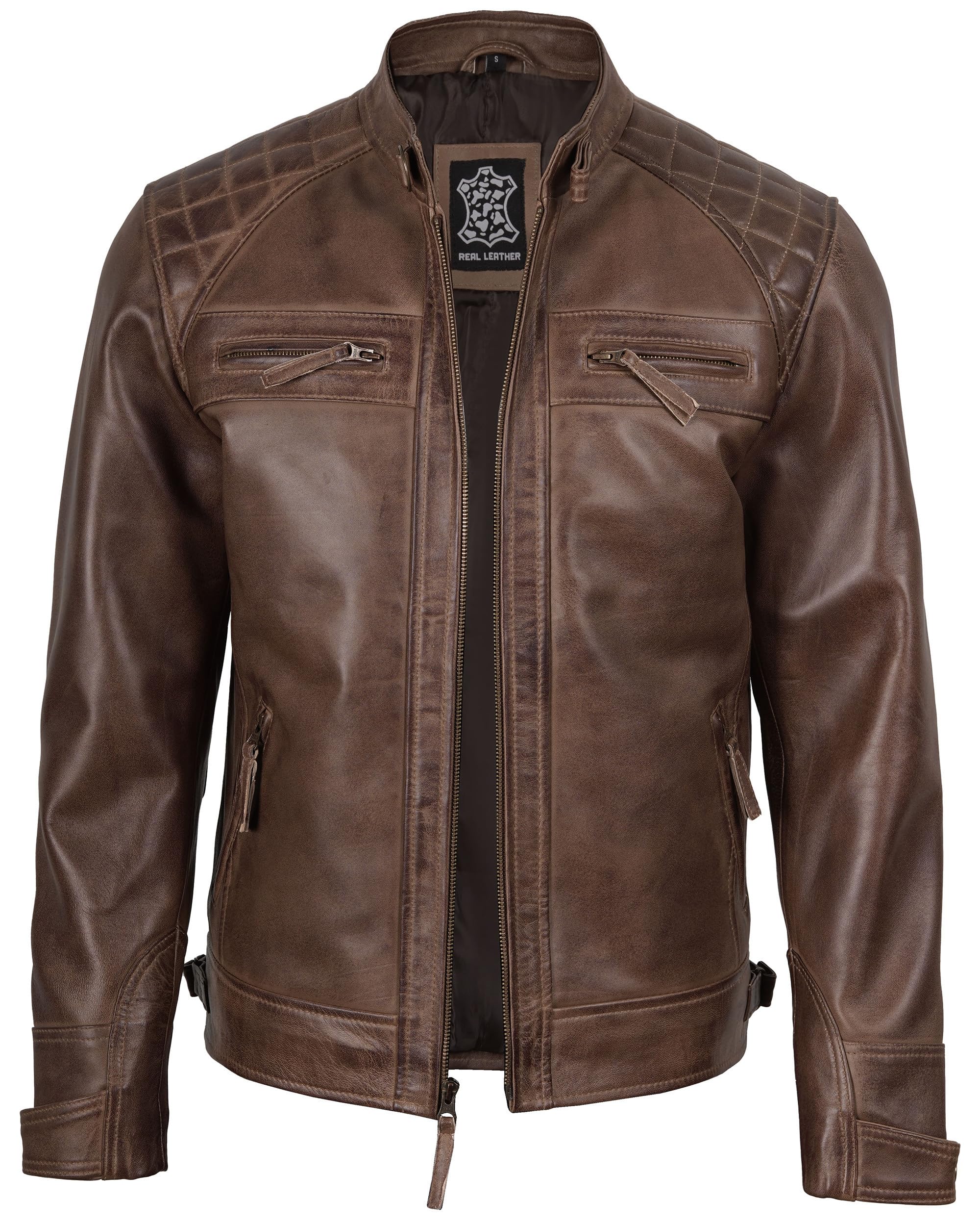 Brown Leather Jacket Men - Natural Distressed Leather Jackets for Men