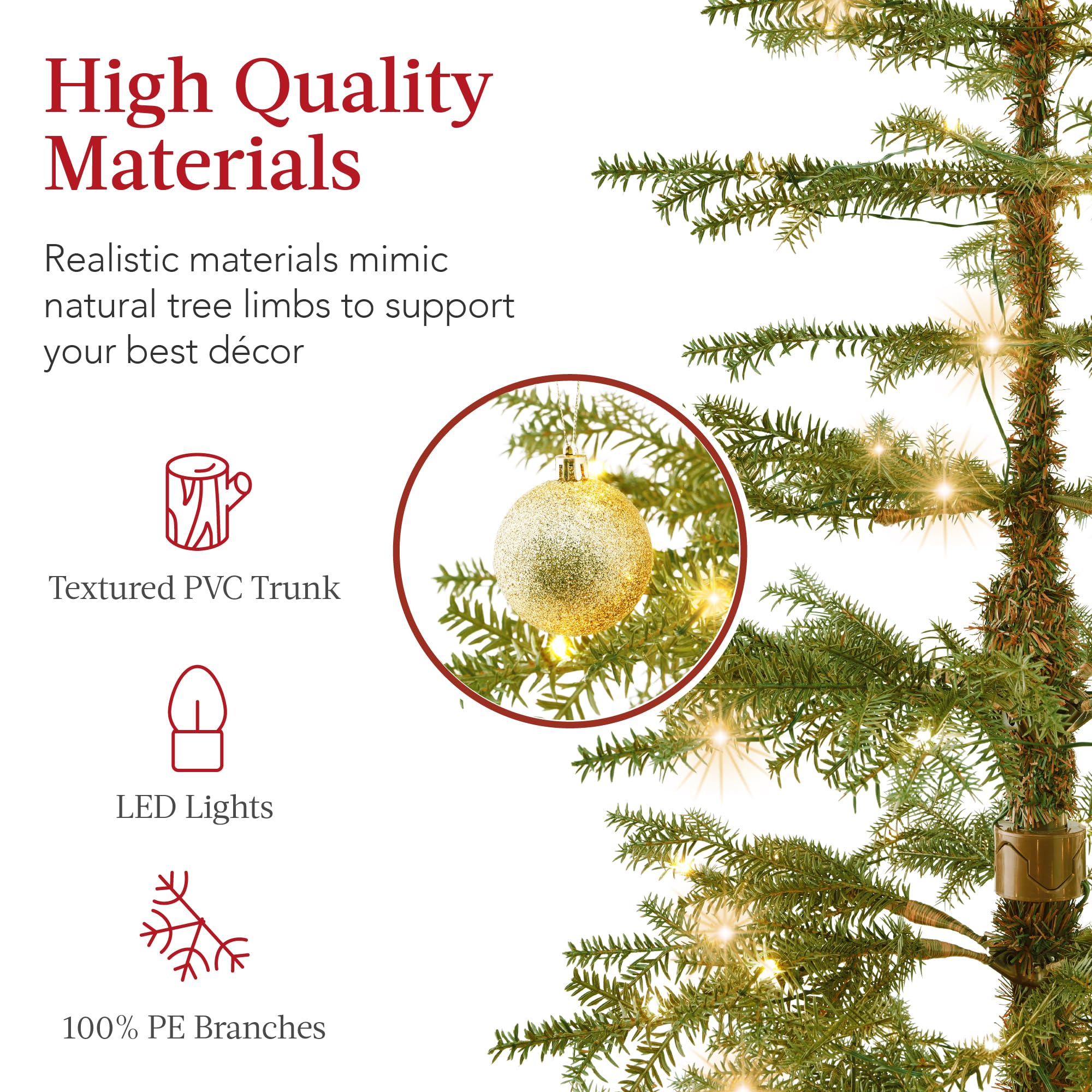 4.5ft PreLit Sparse Christmas Tree, Artificial Pine