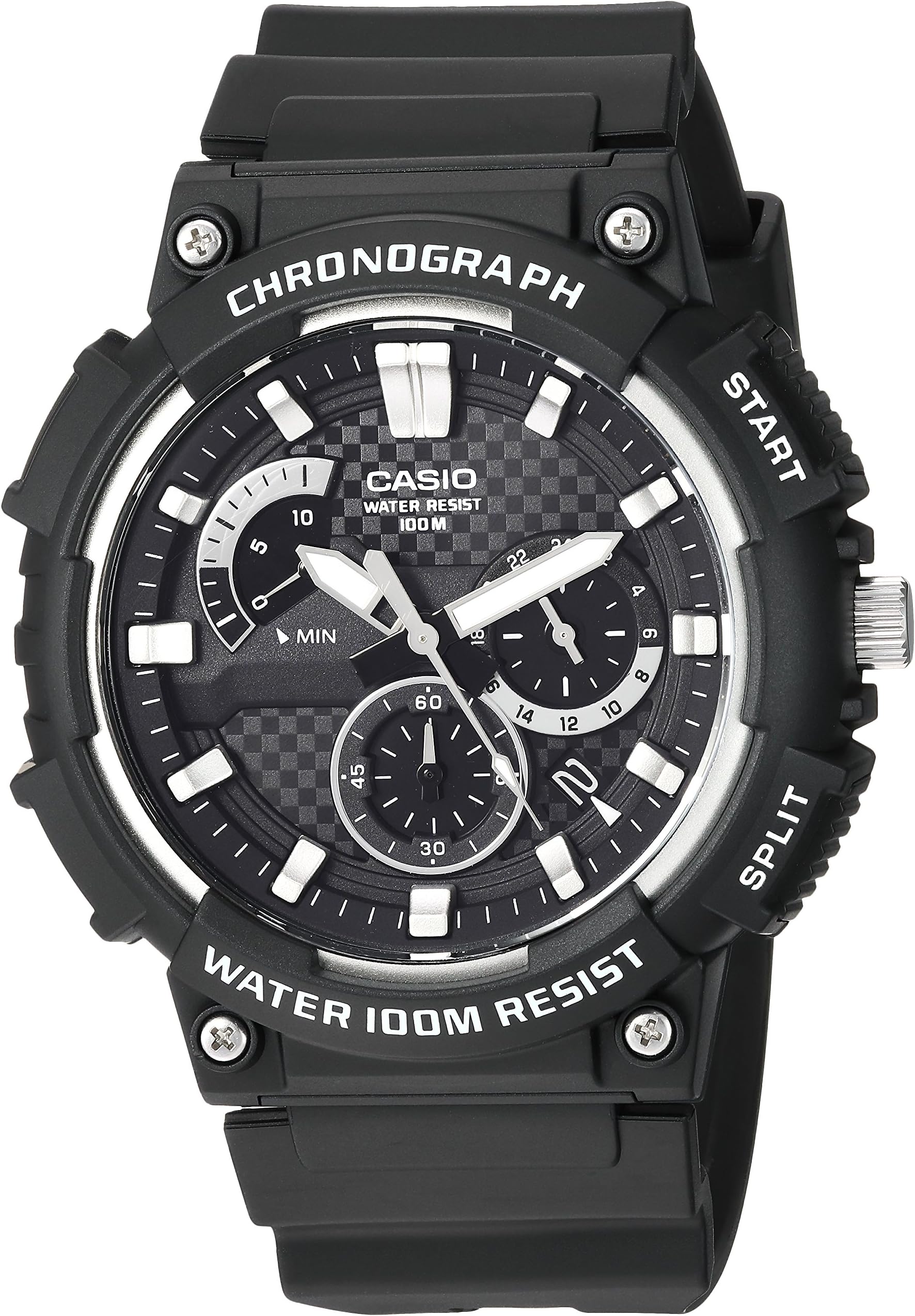 MCW200H Series | Men’s Analog Watch | Black/Black |100M WR | Retrograde Chronograph | 1 Second Stopwatch | Date Display | Multi Dial | Resin Glass | Resin Case | Resin Band | 3 Year Batt