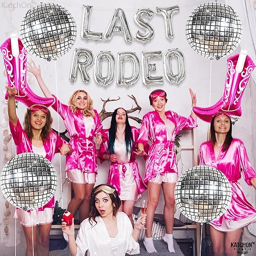 Miniatura 7 de KatchOn, Juego de 15 globos de rodeo – plata, bola de discoteca, botas de vaquera, despedida de soltera, boda, decoraciones de cumpleaños