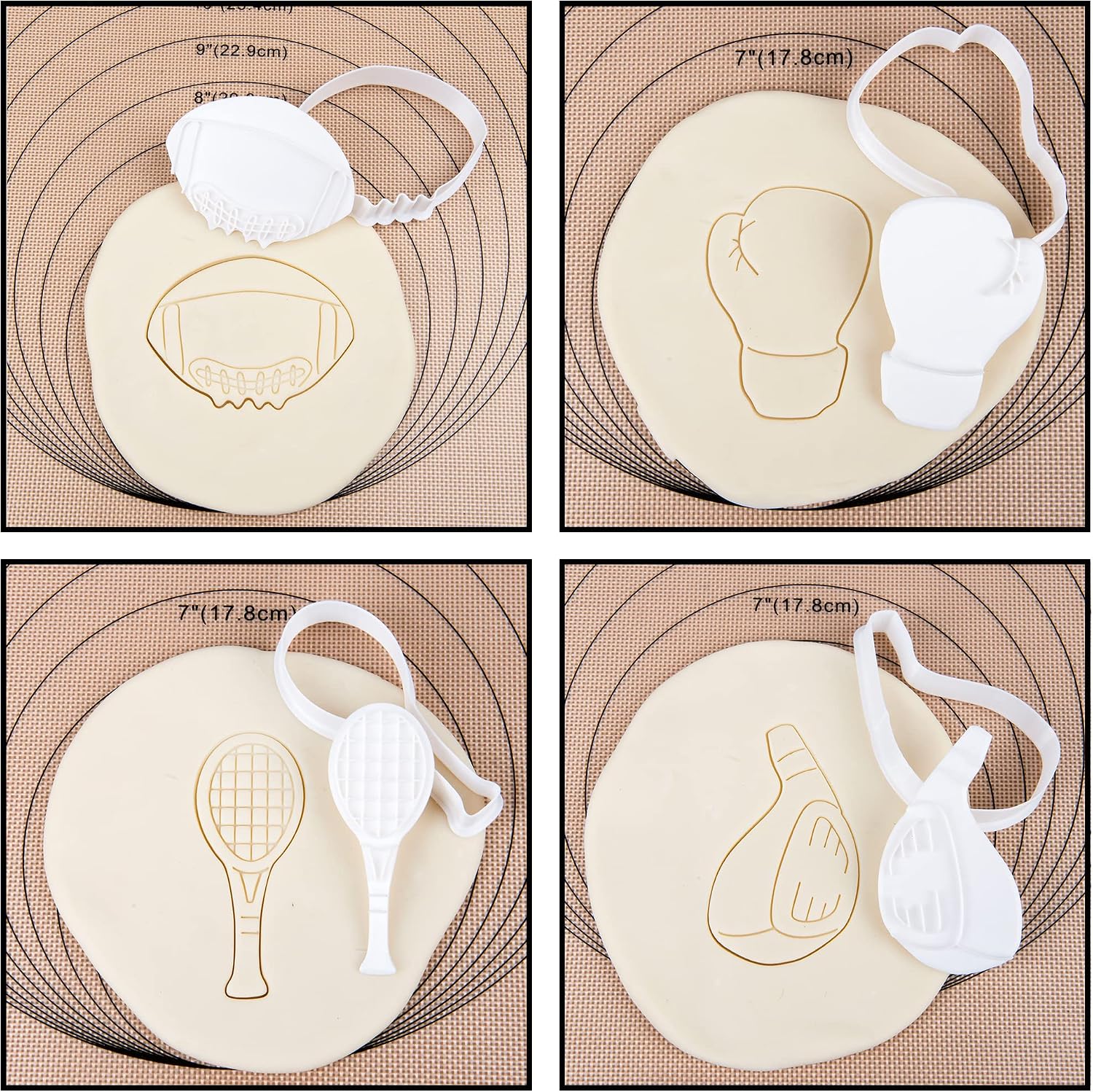 Mostop Custom Sport Cookie Cutter with Stampers, Football, Volleyball, Golf, Boxing, Tennis and more Cake Decoration Tools Party Supplies Favors image 3