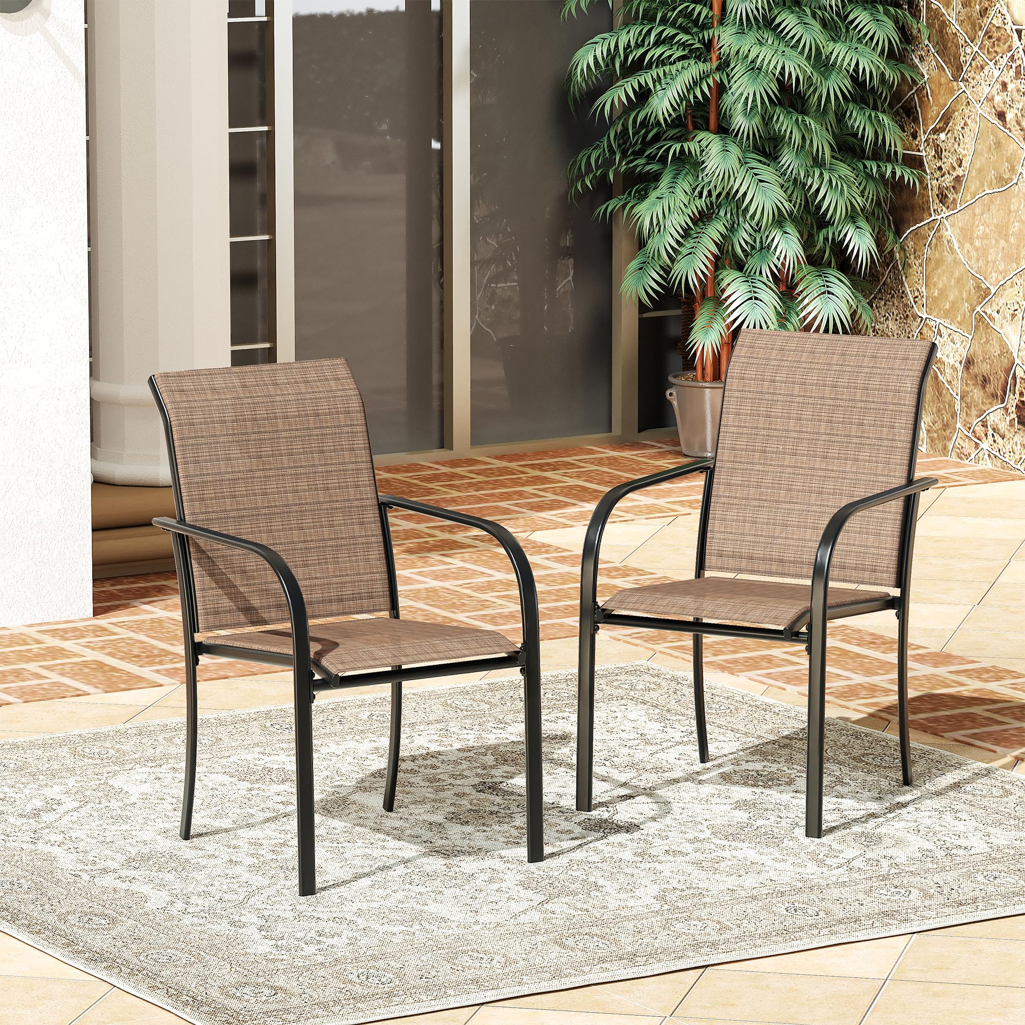 Snapklik.com : VICLLAX Patio Dining Chairs Set Of 2, Stackable All ...