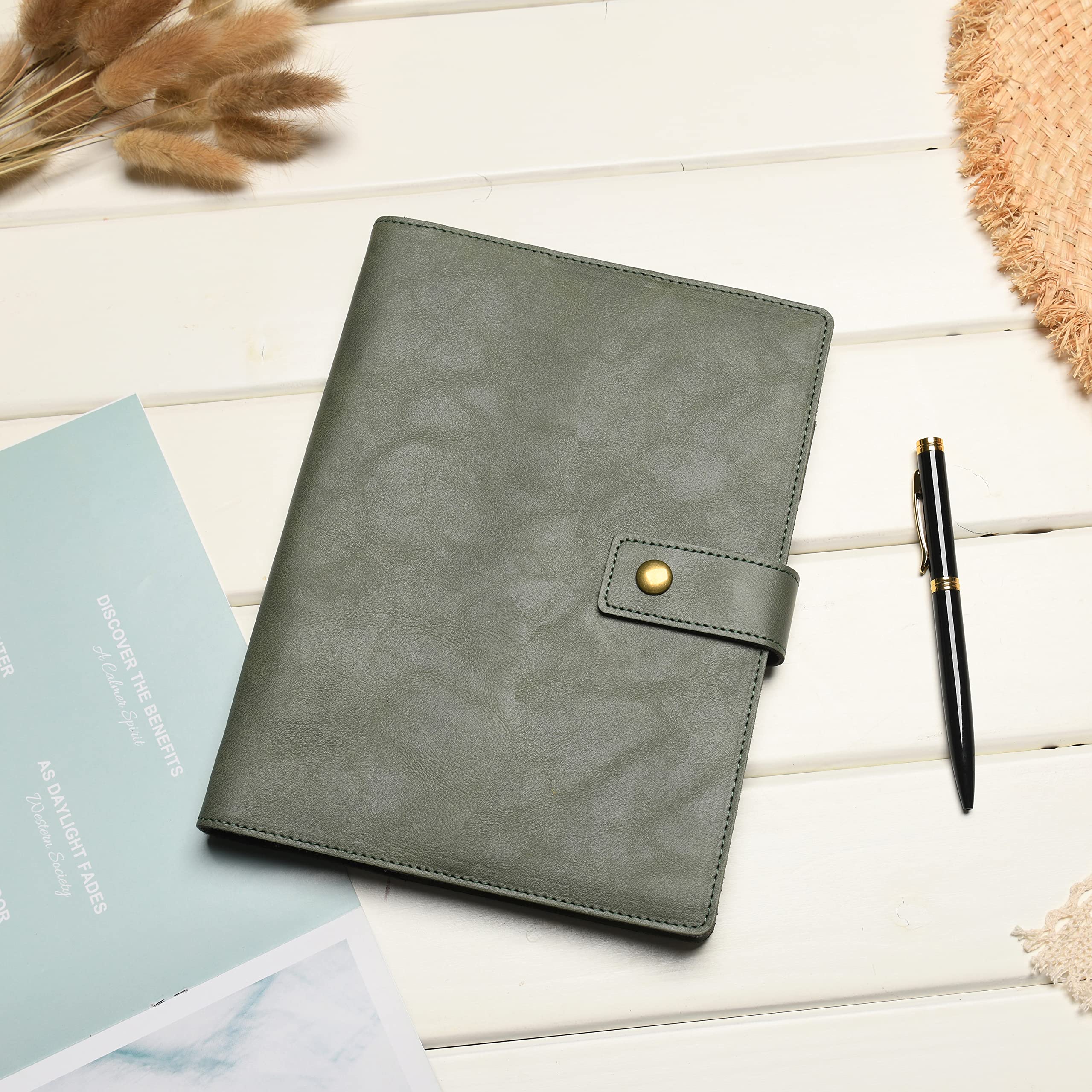 WONDERPOOL Leather Diary Refillable Notebook Spiral Journal Binder Portfolio - Image 2