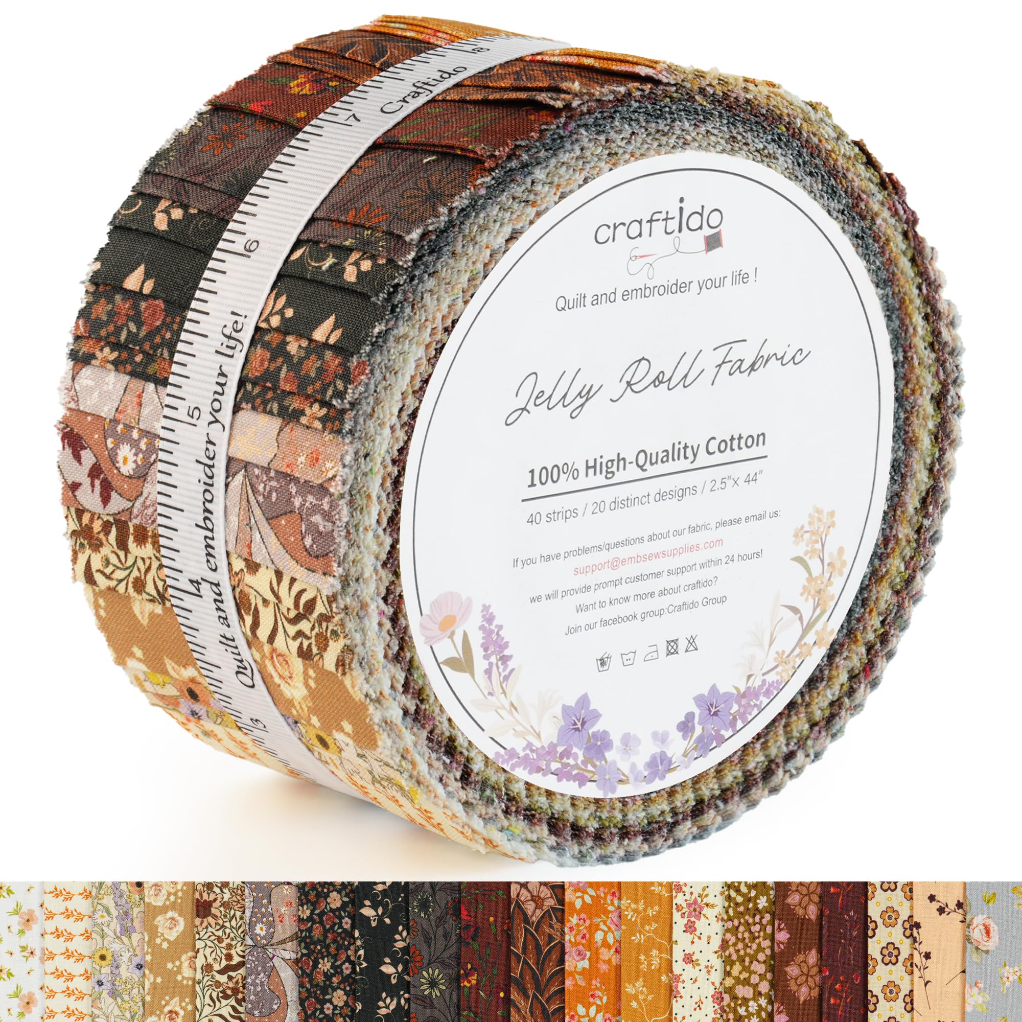 Amazon.com: Craftido-18 Options-100% Cotton Jelly Roll Fabric
