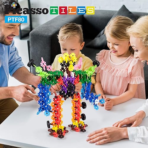 Miniatura 2 de PicassoTiles Bloque de construcción de fichas de construcción, 800 piezas creativas entrelazadas, juego de juguetes de aprendizaje STEM para