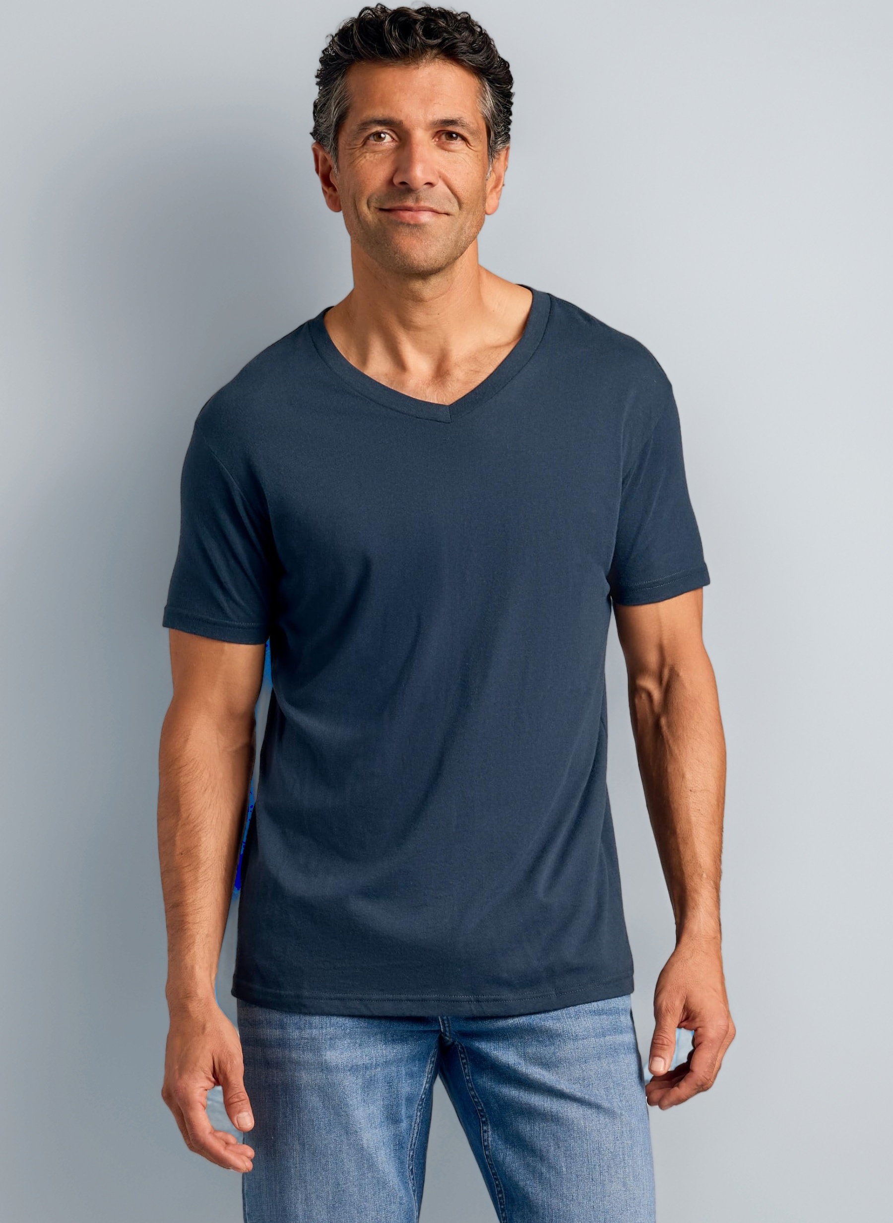 True Classic Mens V Neck T Shirts – Soft, Fitted Undershirts for Men Pack – Mens Undershirts – Cotton Blend, Tag-Free, Navy, XL