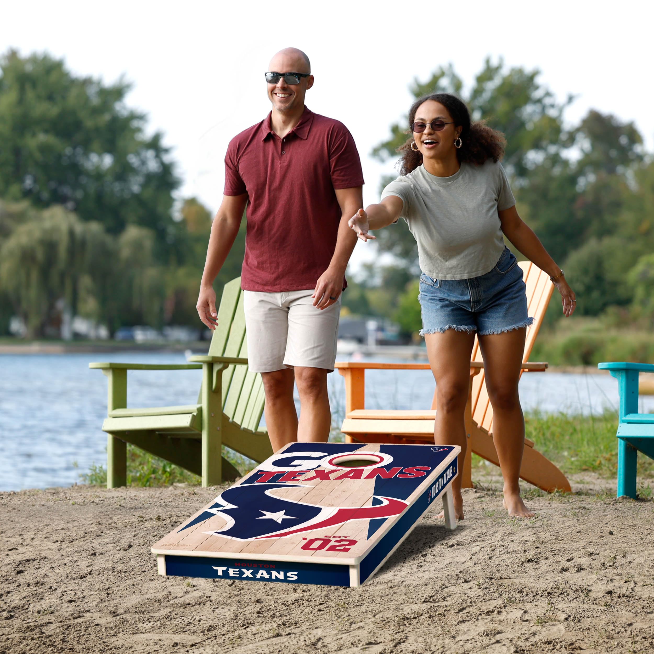 youthefan nfl 2’ x 4’ professional wood cornhole game with logo bags