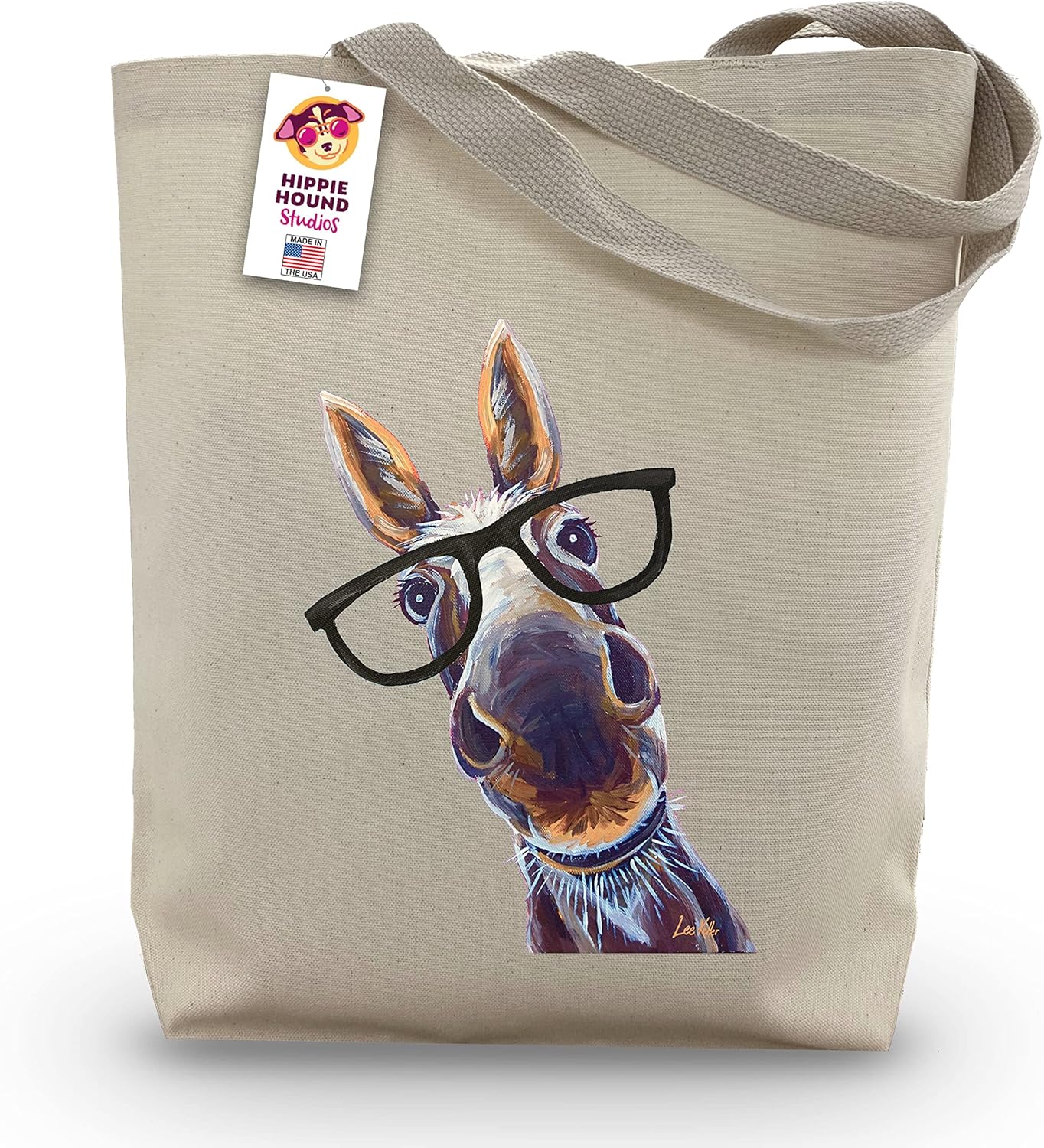 Donkey Tote Bag - Donkey Lover Gift - Donkey with Glasses Totes - Handmade Totes - Donkey Canvas Totes - Cute Donkey Reusable Shopping Bag - Donkey Gifts for Women - Grocery Bag - Handbag - Beach Bag