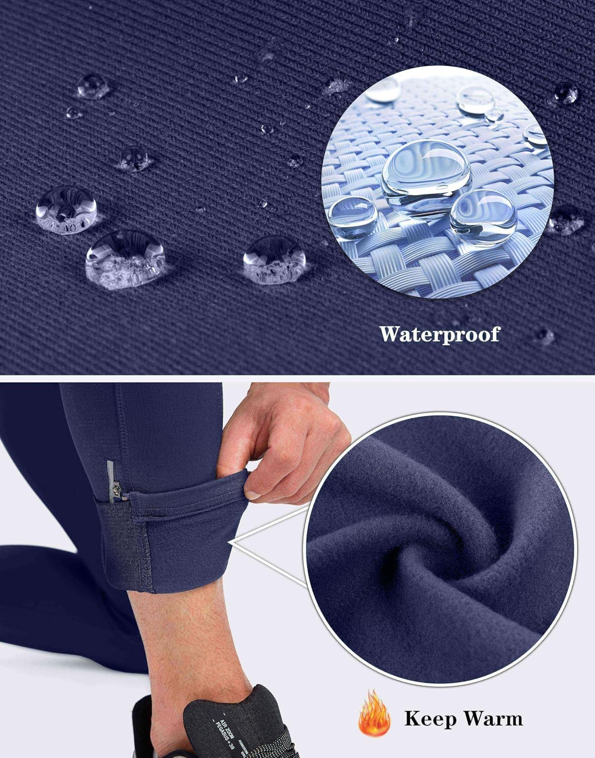 Pudolla Men's Thermal Running Tights with 3 Zipper Pockets Workout Compression Leggings Cycling Pants for Men Hiking Jogging - Image 4