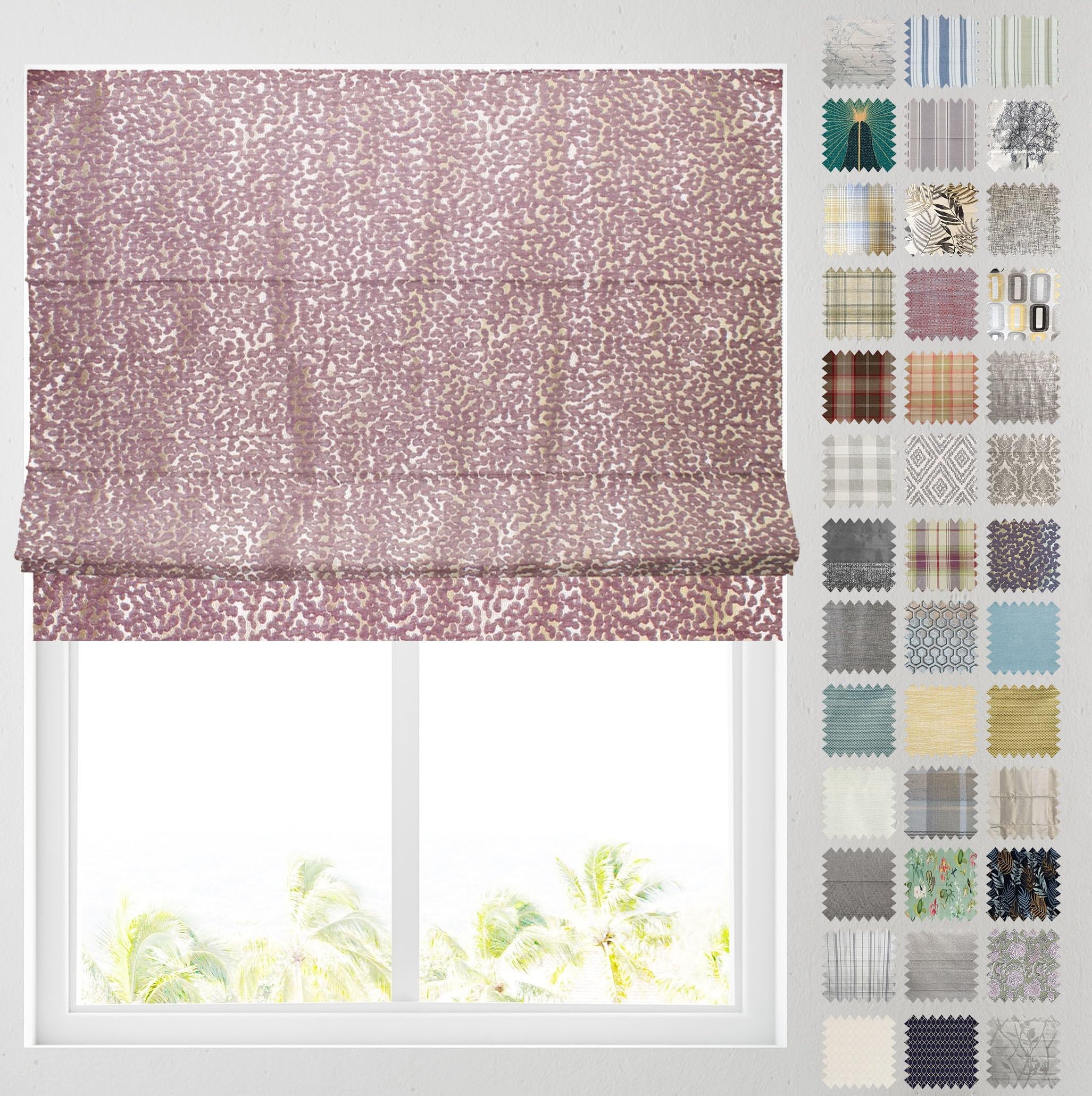 Barnes Blinds And Interiors Madison Plum Barnes Blinds - Patterned Roman Blinds, Fully Lined, Custom Sizing Available - Durable Fittings Easy Fit ( 153Cm)