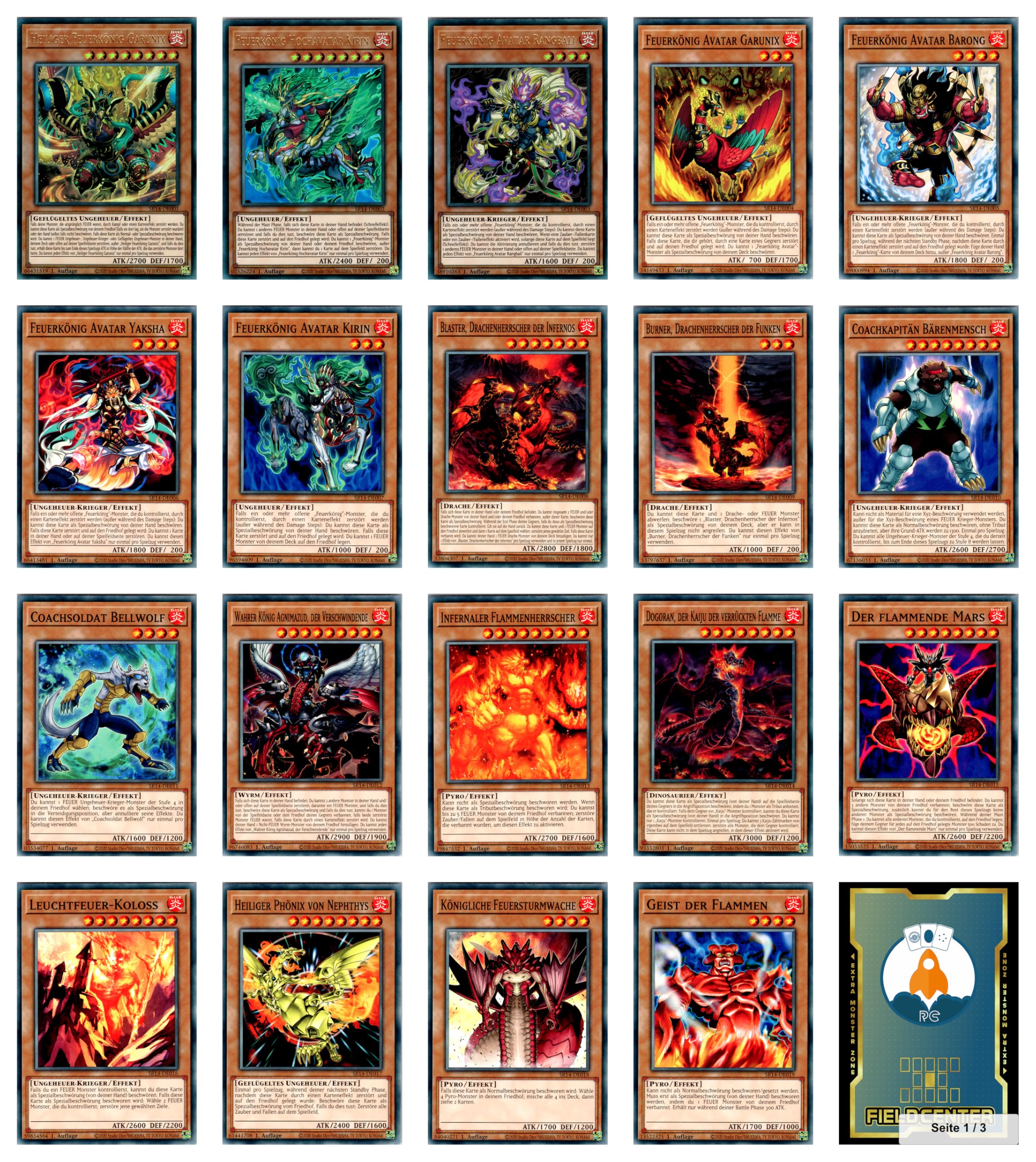 Fire Kings Deck (48 Karten) - Spielbereites Komplettdeck - Deutsch - 1. Auflage - Yugioh - mit RC-Fieldcenter