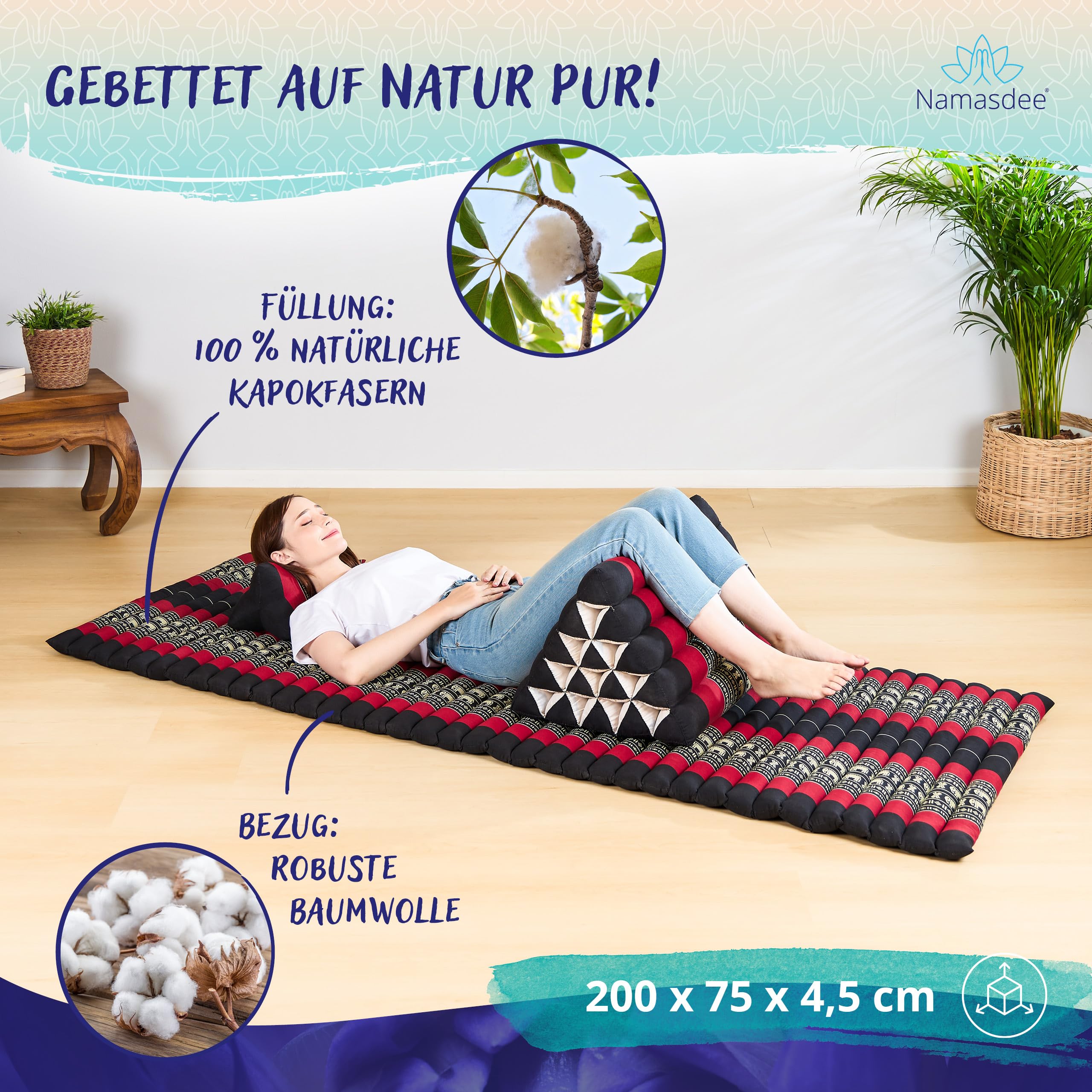 Rollmatte mit 100% natürlicher Kapokfüllung