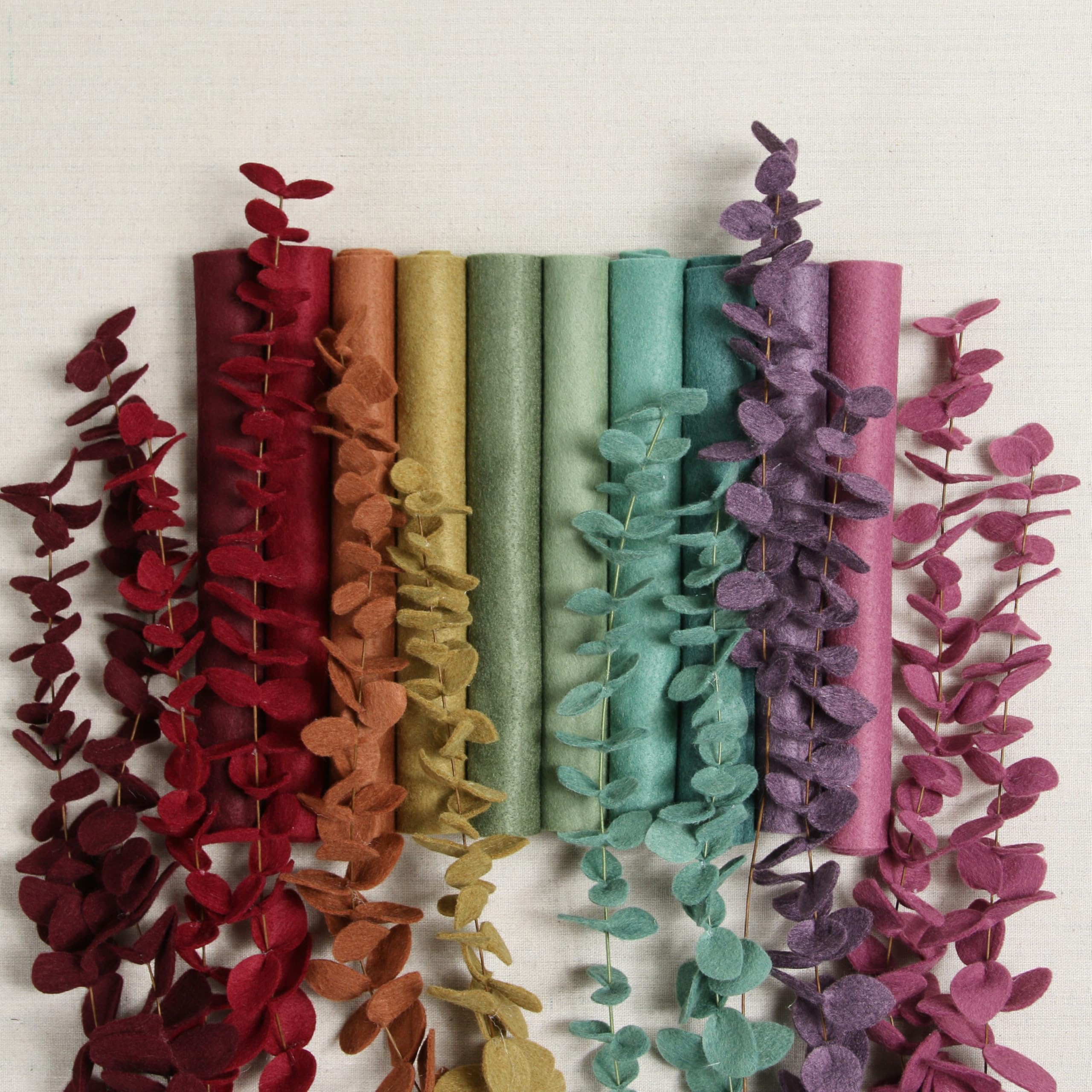 Benzie Design Wool Felt, 10 pcs 9"x12" in Floral Color Palette, 1 mm Thick, Soft & Pliable, Wool Blend Felt, Eucalyptus 9"x12" - Image 2