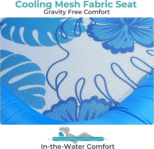 Miniatura 7 de Fabric Covered Inflatable Pool Lounger Float Adult, 70"x39" Extra Large Pool Float w UPF50+ Sunshade Canopy & Cupholder Caddy, Water Floaties Raft