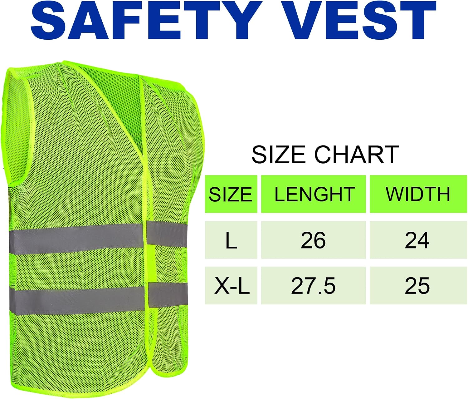 Safety Vest - 10 Pack and 15 Pack - High Visibility Vest for Everyday Use, Lightweight, Comfortable and Breathable