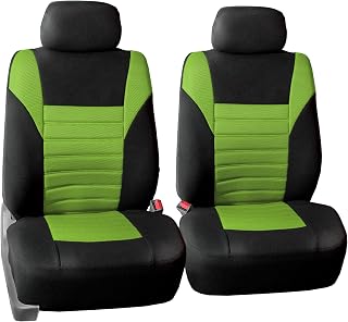 FH Group Car Seat Covers Front Set Premium 3D Air Mesh - Low Back Car Seats with Removable Headrest,Universal Fit,Automotive Seat Cover,Airbag Compatible Car SeatCover for SUV,Sedan,Van Green