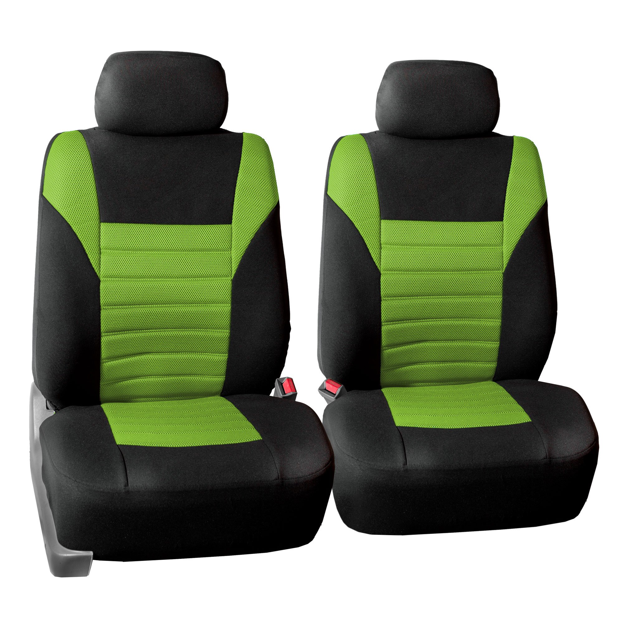 FH Group Car Seat Covers Front Set Premium 3D Air Mesh - Low Back Car Seats with Removable Headrest,Universal Fit,Automotive Seat Cover,Airbag Compatible Car SeatCover for SUV,Sedan,Van Green
