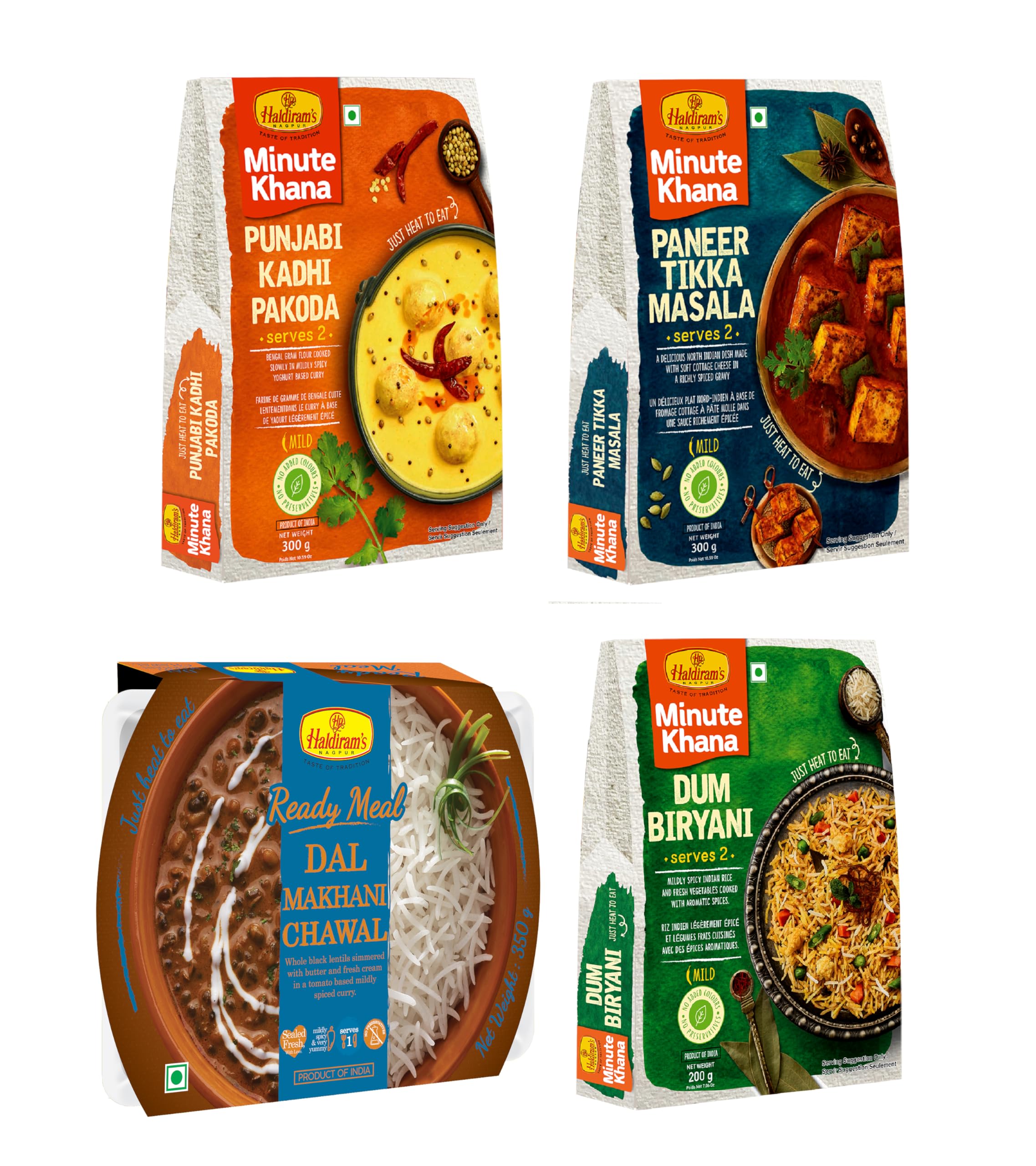 Haldirams Nagpur Ready To Eat Punjabi Kadhi Pakoda 300g, Paneer Tikka Masala 300g, Dum Biryani 200g, Dal Makhani Chawal 350g Combo (B0D44VDJS5) Amazon Price History, Amazon Price Tracker
