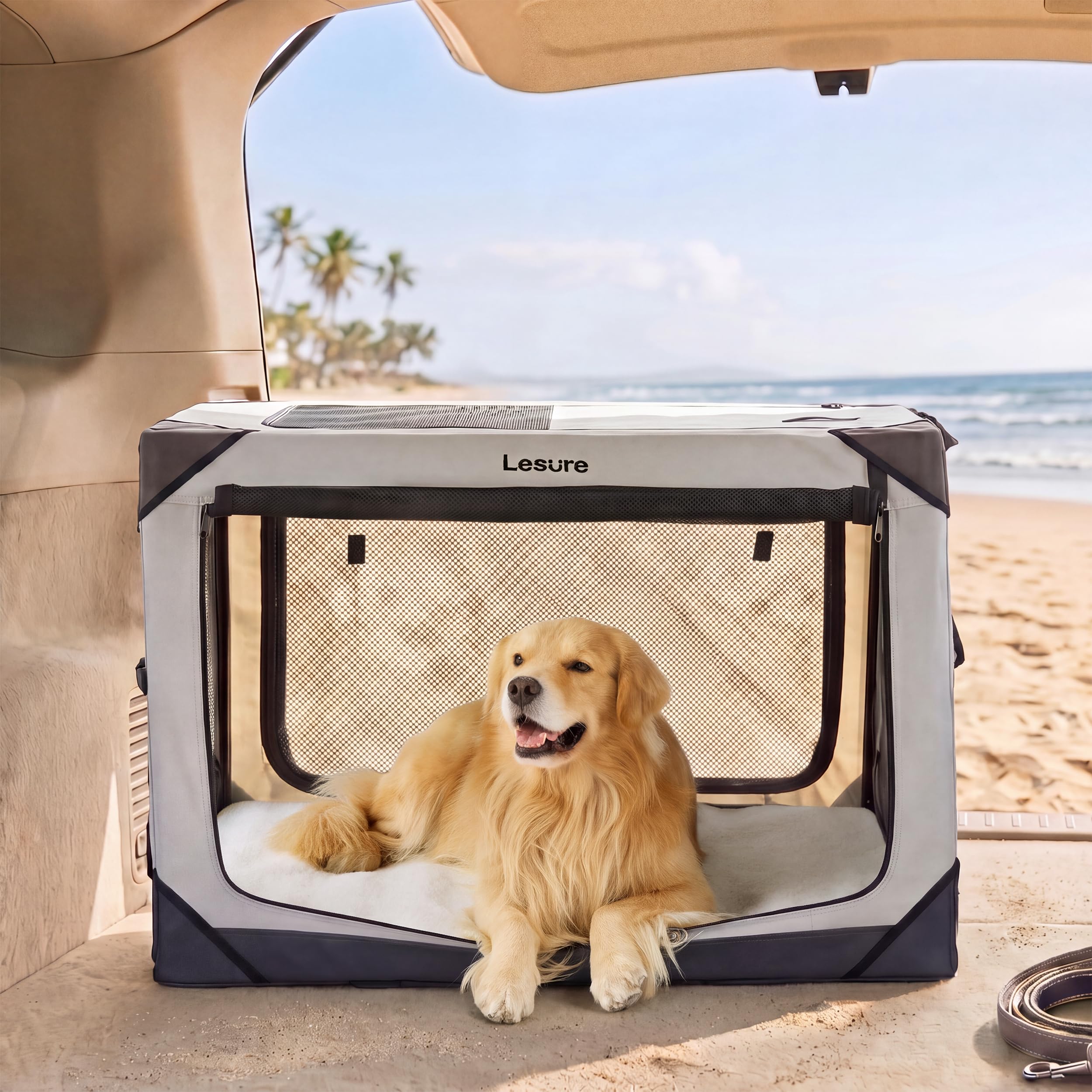 Photo 1 of Lesure Portable Soft Collapsible Dog Crate - 42" Light Grey