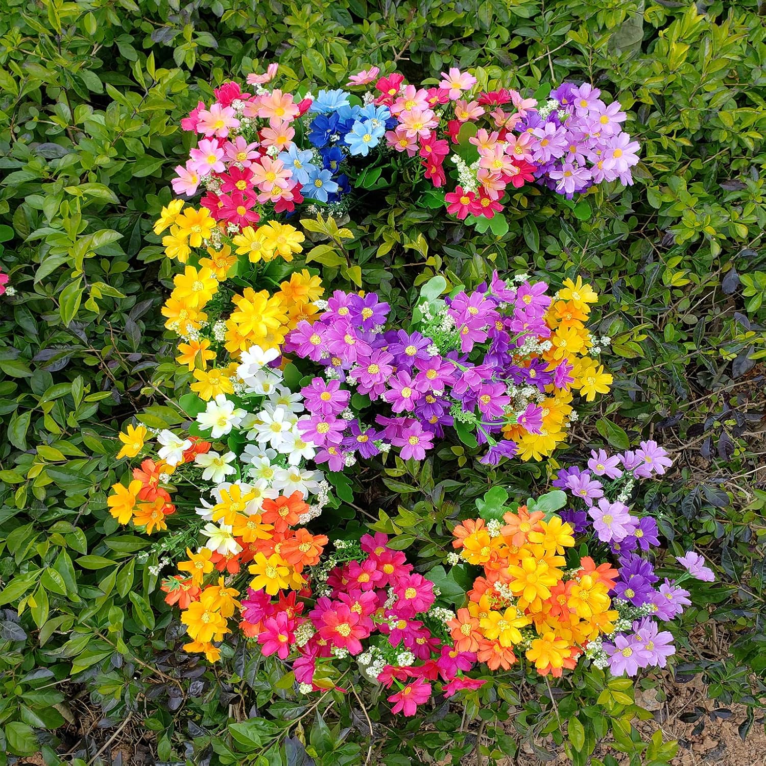 EverWin Artificial Fake Flowers Daisies Arrangements Bouquet for Home Decoration Table Centerpiece - Silk Faux Wild Colorful Flowers Daisies Bulk Bouquets with Stems for Crafts Outdoors : Home & Kitchen
