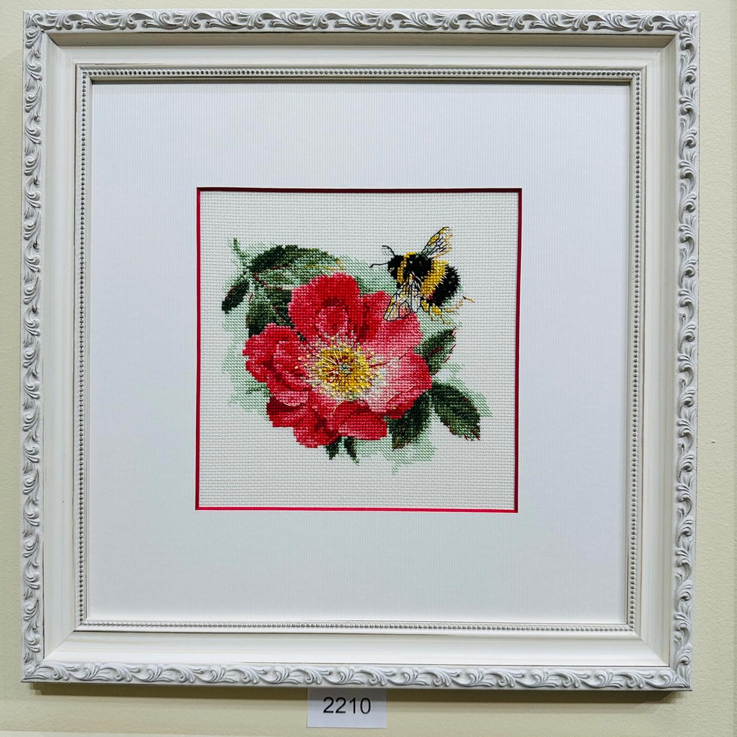 RIOLIS - Furry Bumblebee 2210, Animals Cross Stitch Kits 6"x6", Flowers Cross Stitch Kits for Beginners & Advanced, Crossstitching Kit Adult, Floral Embroidery Counted Stitching Kit