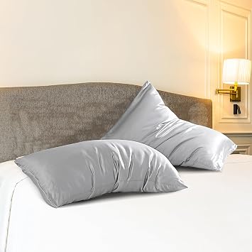 100% Pure MulberrySilk 25 Momme 6A+ Grade Pillowcases for Hair and Skin, Anti-Aging Acne-Free (King, Silver Grey, 1pc)