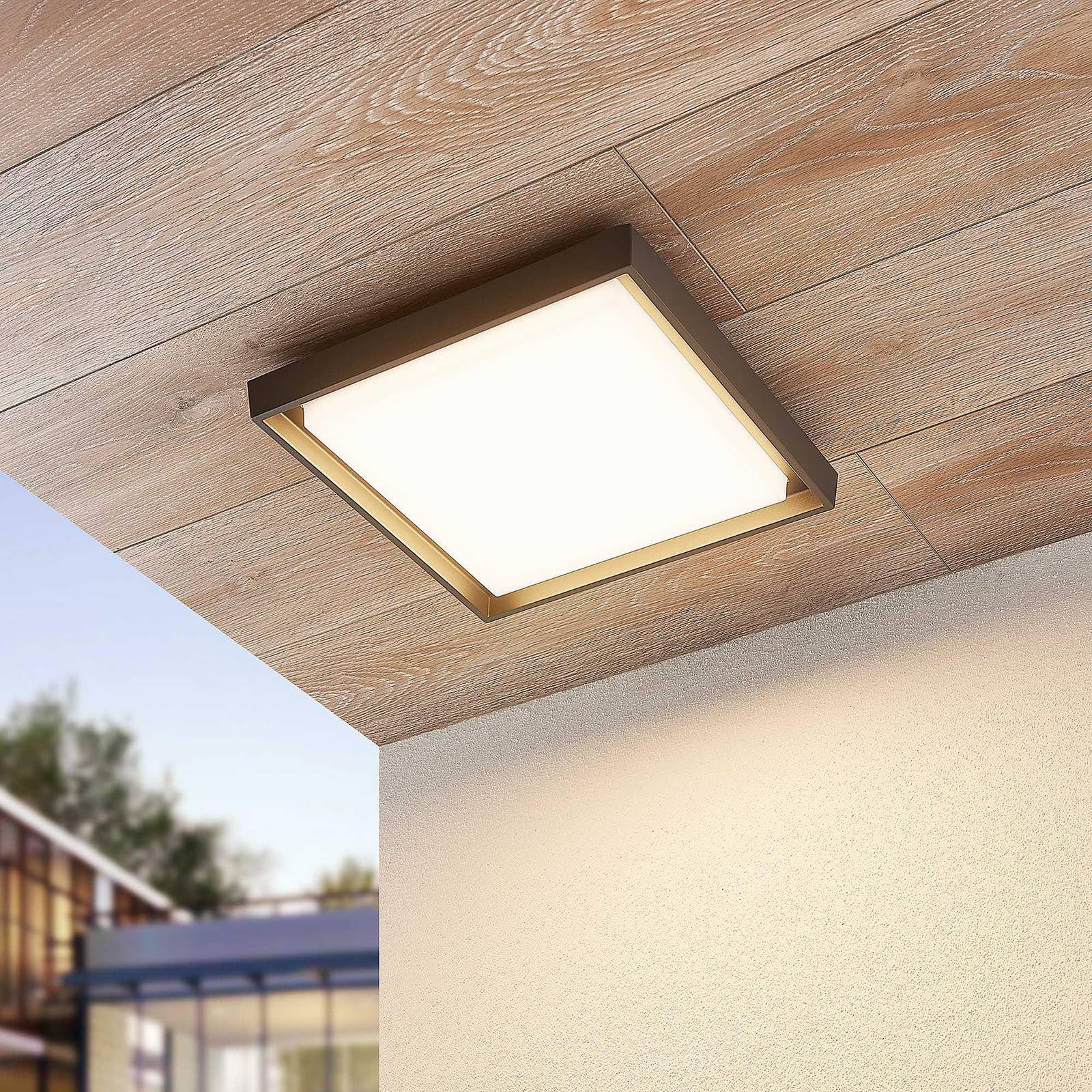 Lucande Plafoniere LED (Moderno) colore Grigio, in Alluminio lampadina inclusa lampada da esterni per giardino terrazzo balcone e casa plafoniera