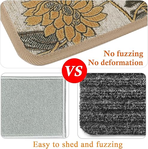 Miniatura 19 de Seloom Alfombra lavable antideslizante con parte trasera de goma antideslizante especializada para peldaños de madera de interiores