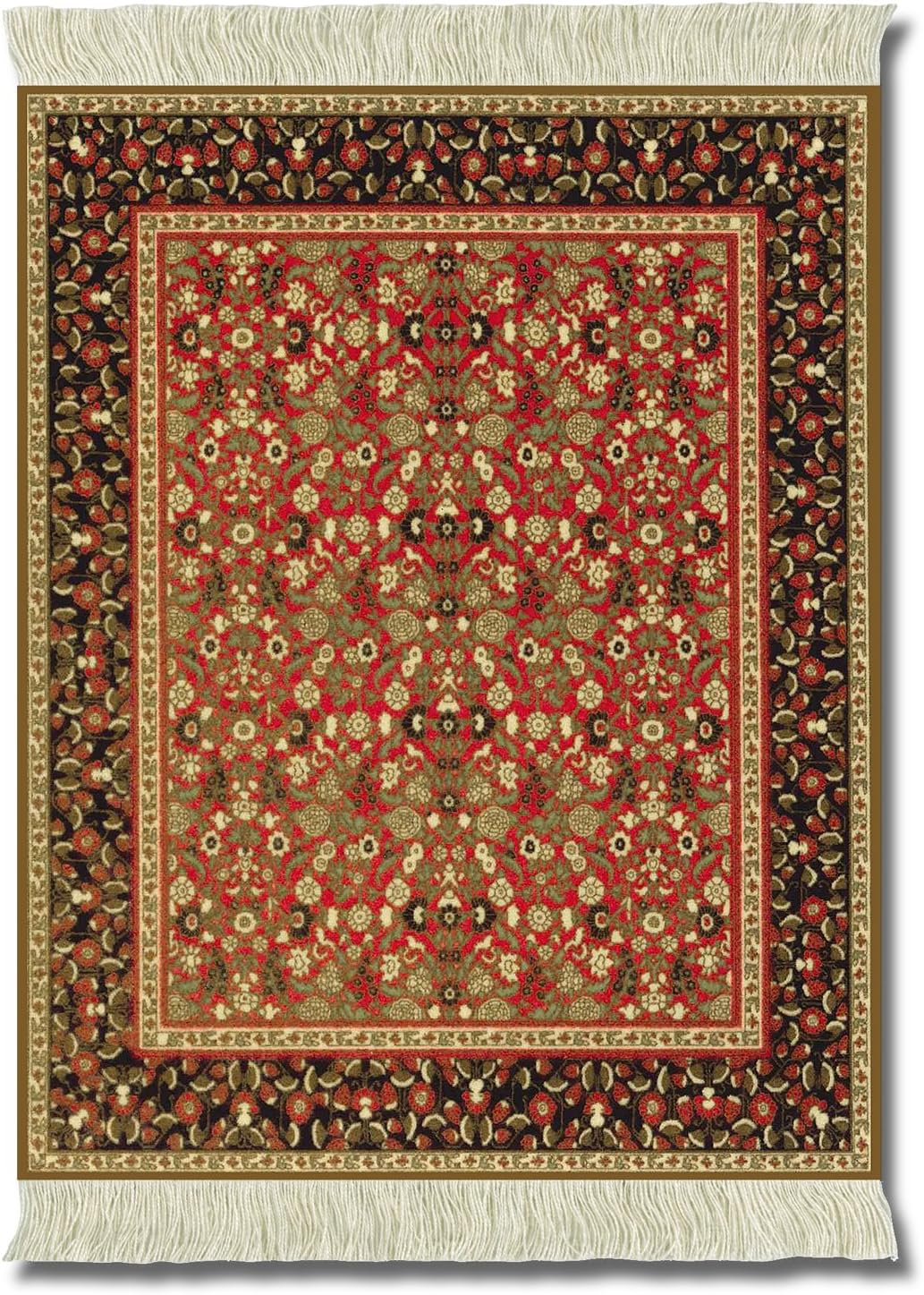 Lextra (Mughal Lotus), Mouse Rug, Orange/Olive Green/Black/Red, 10.25 x 7.125 Inches, One (MMF-1)