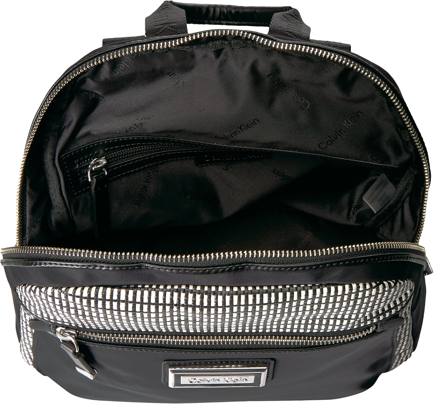 Calvin Klein Belfast Key Item Raffia Backpack Shoulder Bag, WHT/BLACK, One Size
