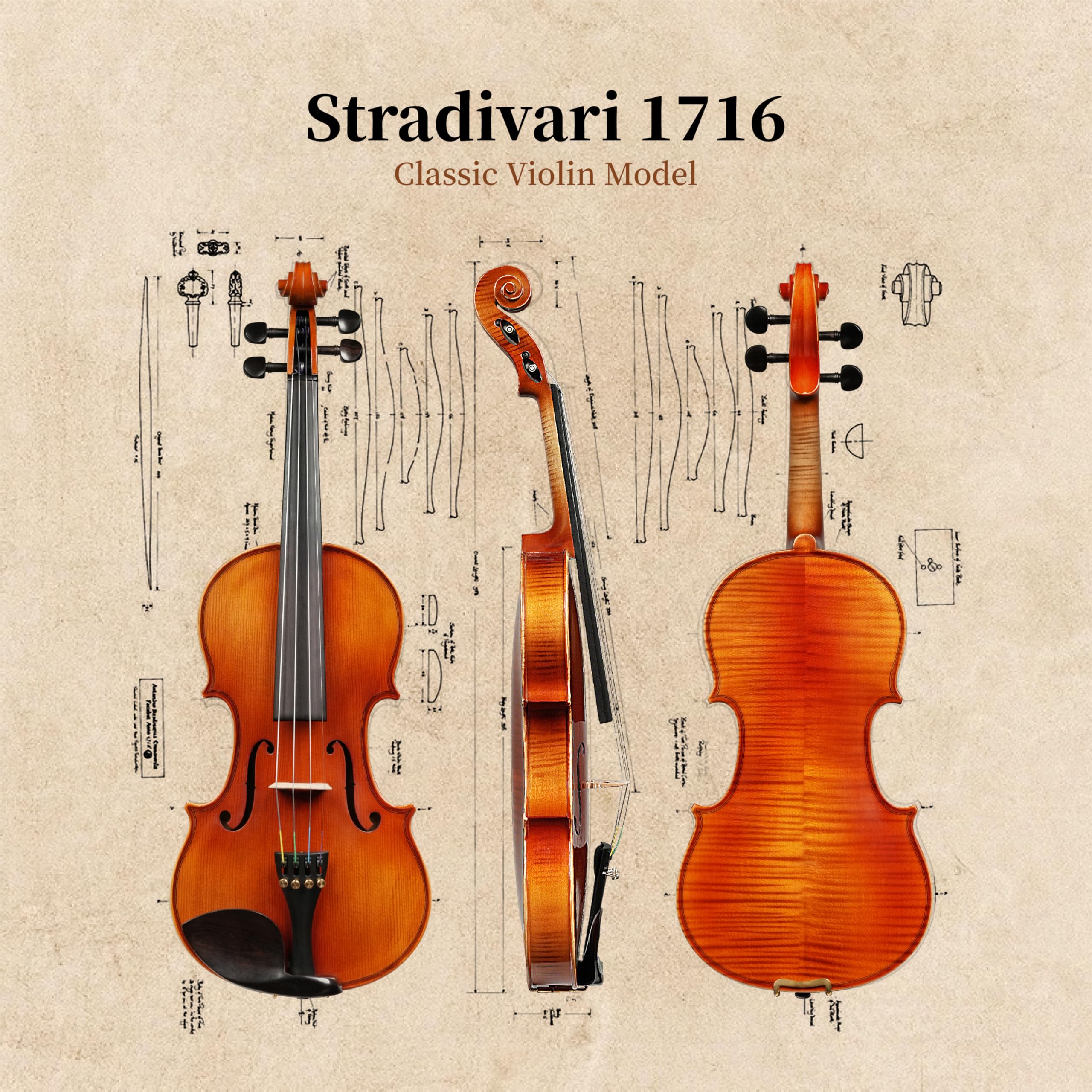 Amazon.com: PHOENIX Violin 4/4 Full Size Set, Fiddle Solid Wood