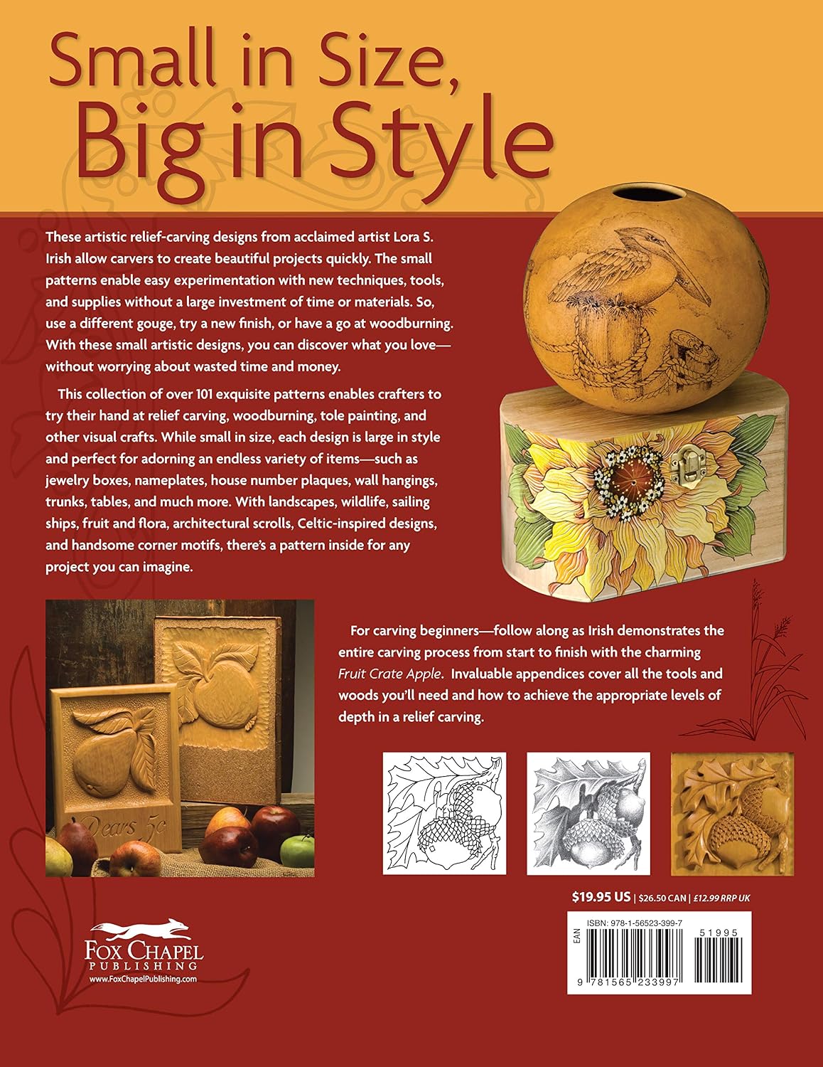 101 Artistic Relief Patterns for Woodcarvers, Woodburners & Crafters (Fox Chapel Publishing) Small Relief-Carving Designs, Easy-to-Follow Instructions & Detailed Photos (Woodcarving Illustrated Books)