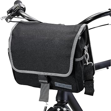 sixthreezero Bike Bag for Front Frame or Rear Rack Mount, Waterproof Messenger Bag Clip On Bicycle Pannier with Shoulder Strap