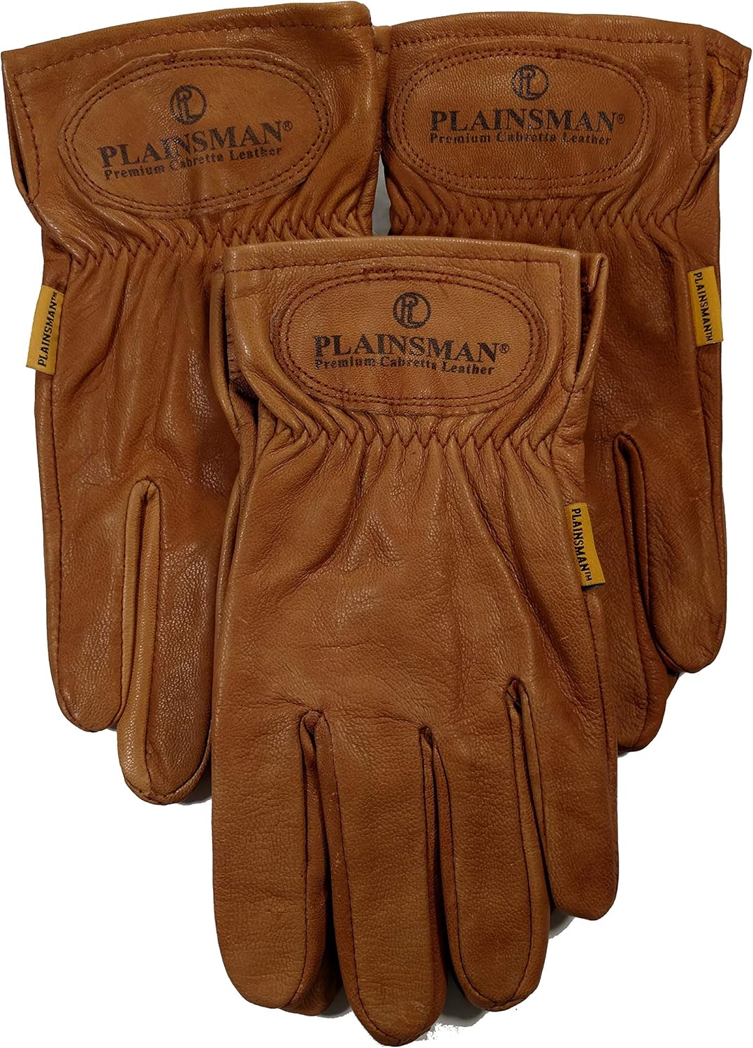 Genuine Goatskin Cabretta Leather Gloves by Plainsman Brown 3 Pair Sz Large