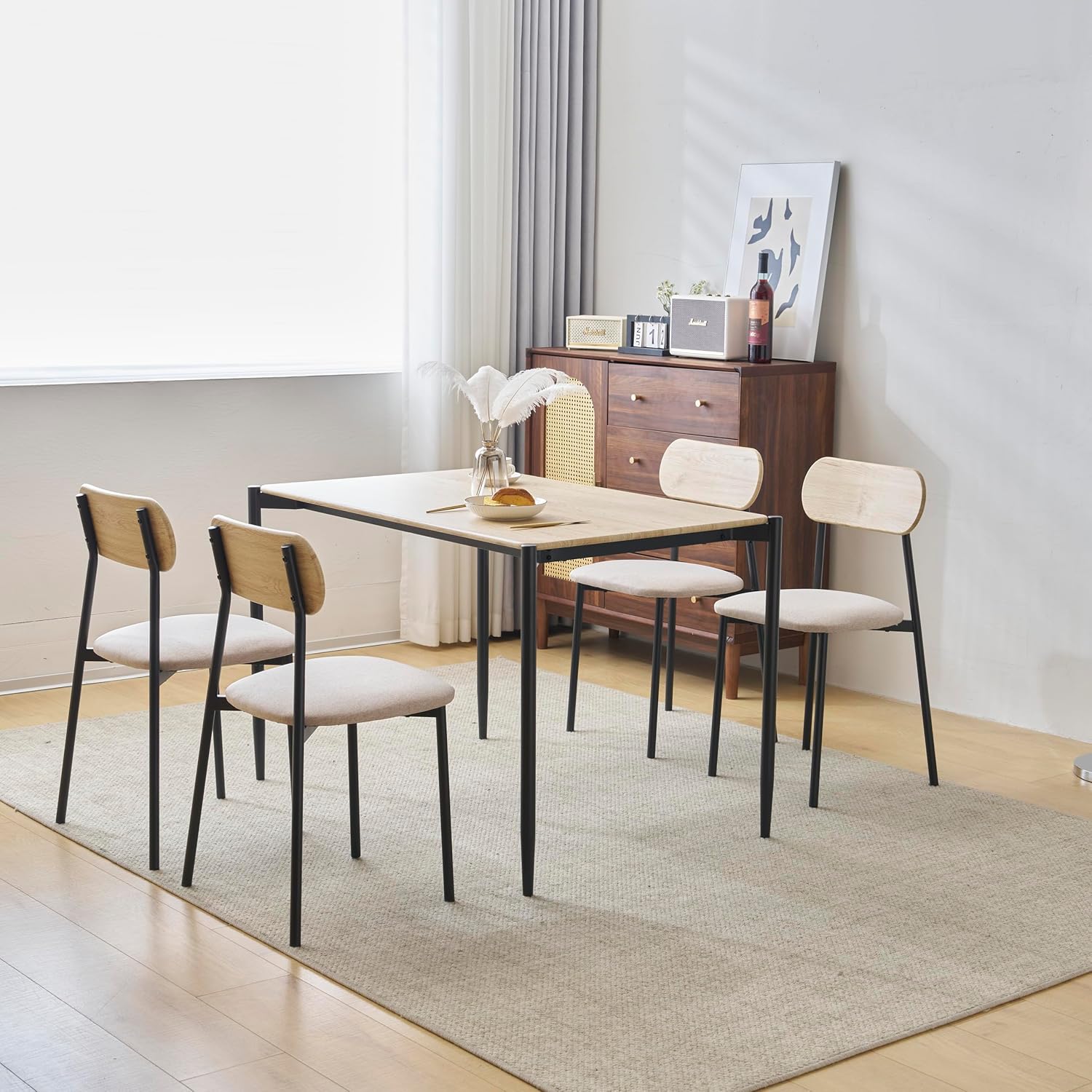 人気再入荷！4人用ダイニングセットチェア付き5点セット　NATURAL 人気再入荷！4人用ダイニングセットチェア付き5点セットBROWN