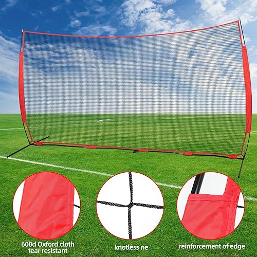 Miniatura 3 de Red deportiva portátil de 7 x 7 pies, 10 x 16 pies, 10 x 20 pies, con bolso y 12 clavos de tierra. Red de respaldo estable para softbol, lacrosse,