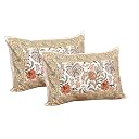 Urban Jaipur 100% Cotton Queen Size Bedsheet for Double Bed (90 x 108 Inches) | 210 TC Bed Sheet Double Bed Cotton | Floral Print (Orange Brown) gallery image