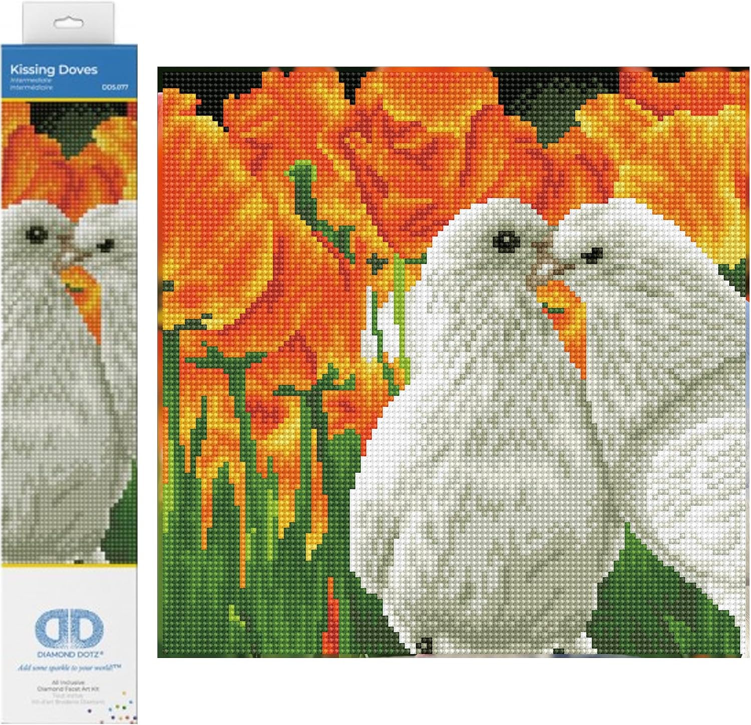 DIAMOND DOTZ Kissing Doves Nature Diamond Painting Kits for Adults - Diamond Art Kits a Relaxing Creative Craft Kit with Dotz Gems 12"x12"