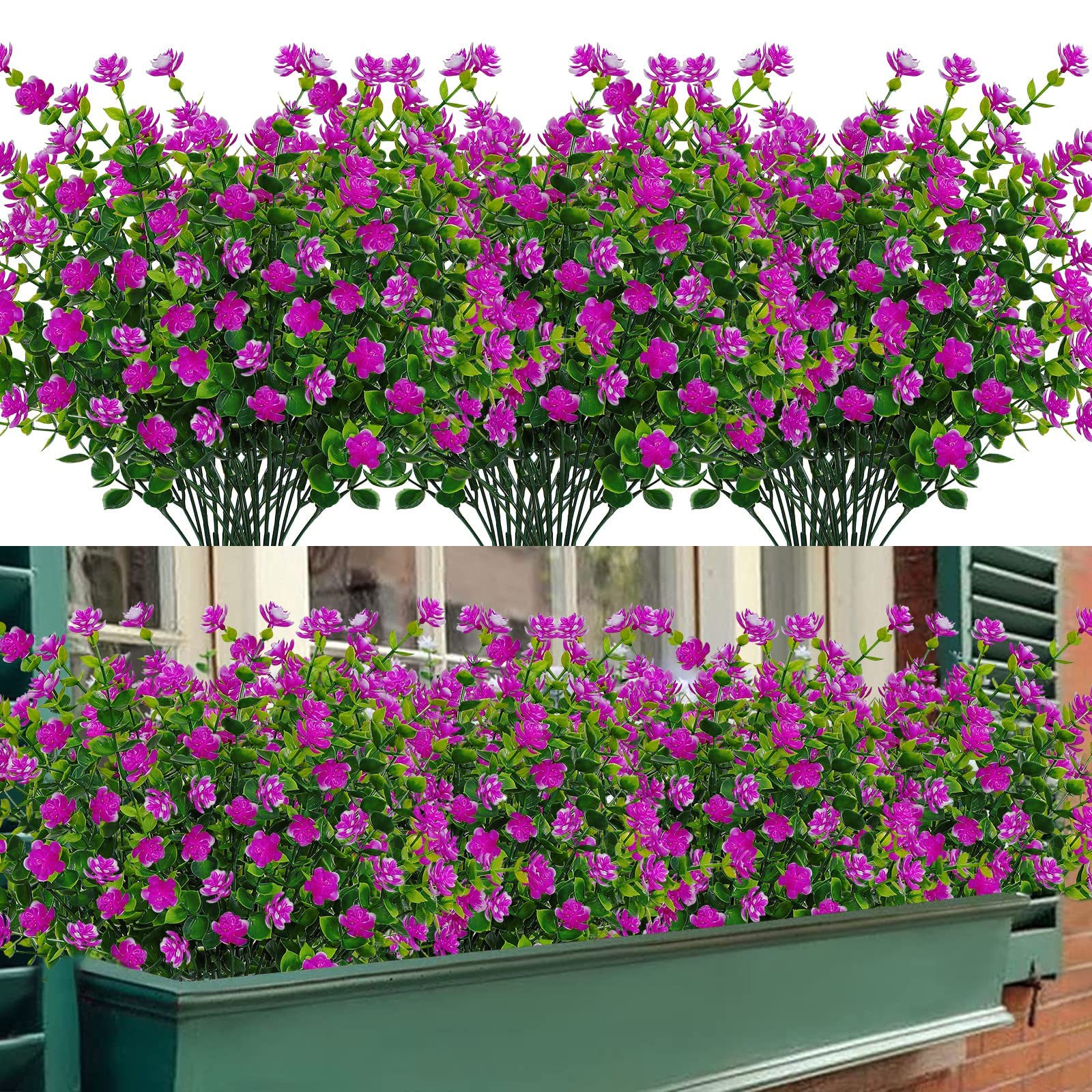 6 Mazzi Di Fiori Artificiali In Seta, 6 Colori Vari, UV Resistenti Per Esterni, Decorazione Per Balcone E Giardino
