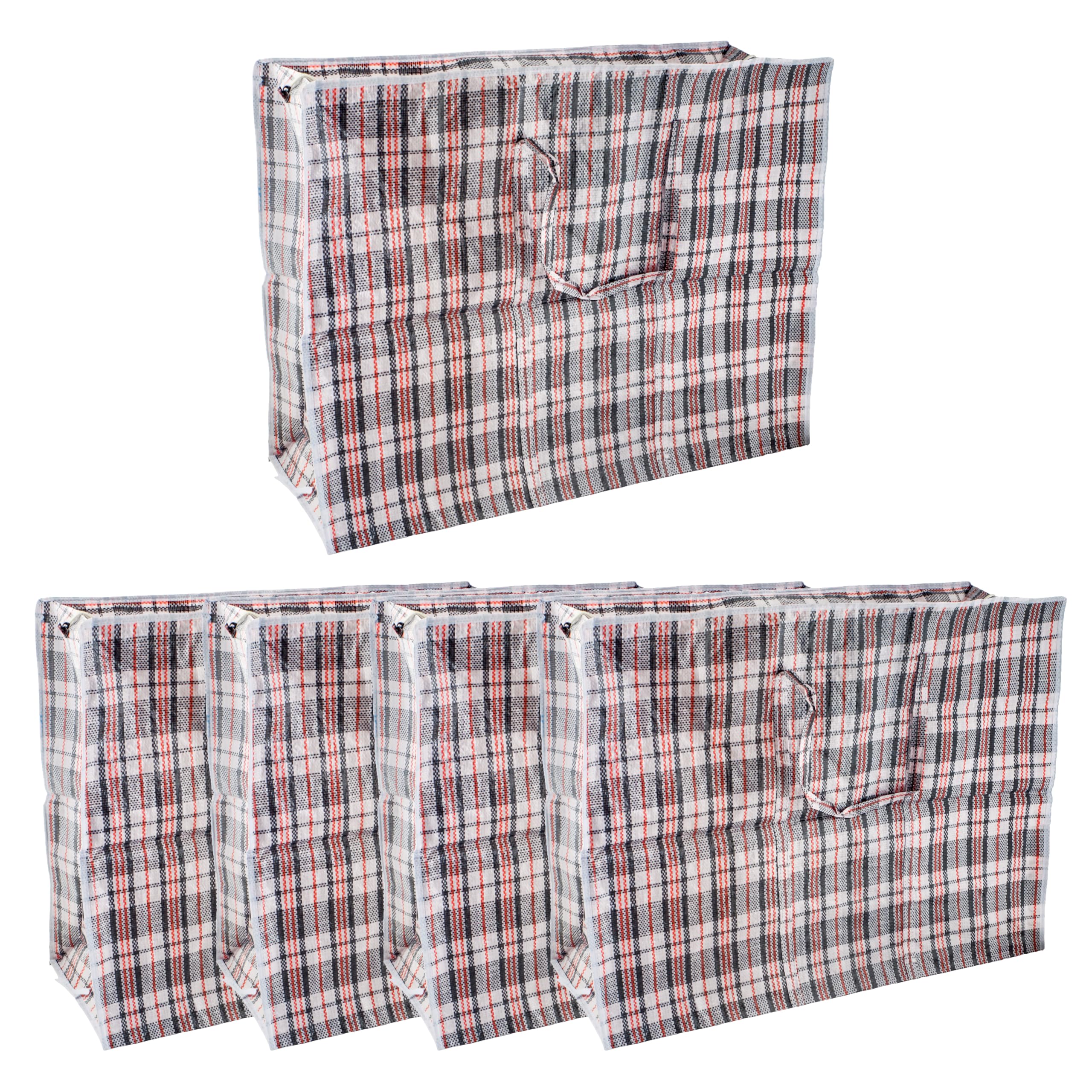 HOMESHOPA X-Large Laundry Bags, 5 Pack Heavy Duty Strong Durable Storage Bags for Laundry Moving House, Shopping, Clothing, Reusable Checkered Bag with Zipper & Handles, Waterproof Carrying Totes Bag