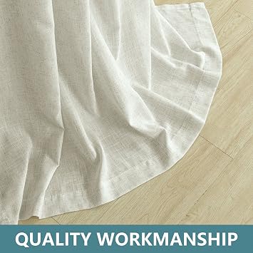 KOUFALL Living Room Curtains Drapes 96 Inches Long 2 Panels,Sheer Cream Linen Semi Light Filtering Boho Farmhouse 8FT Extra Long Curtains for Dining Room,96 Inch Length,Ivory Off White