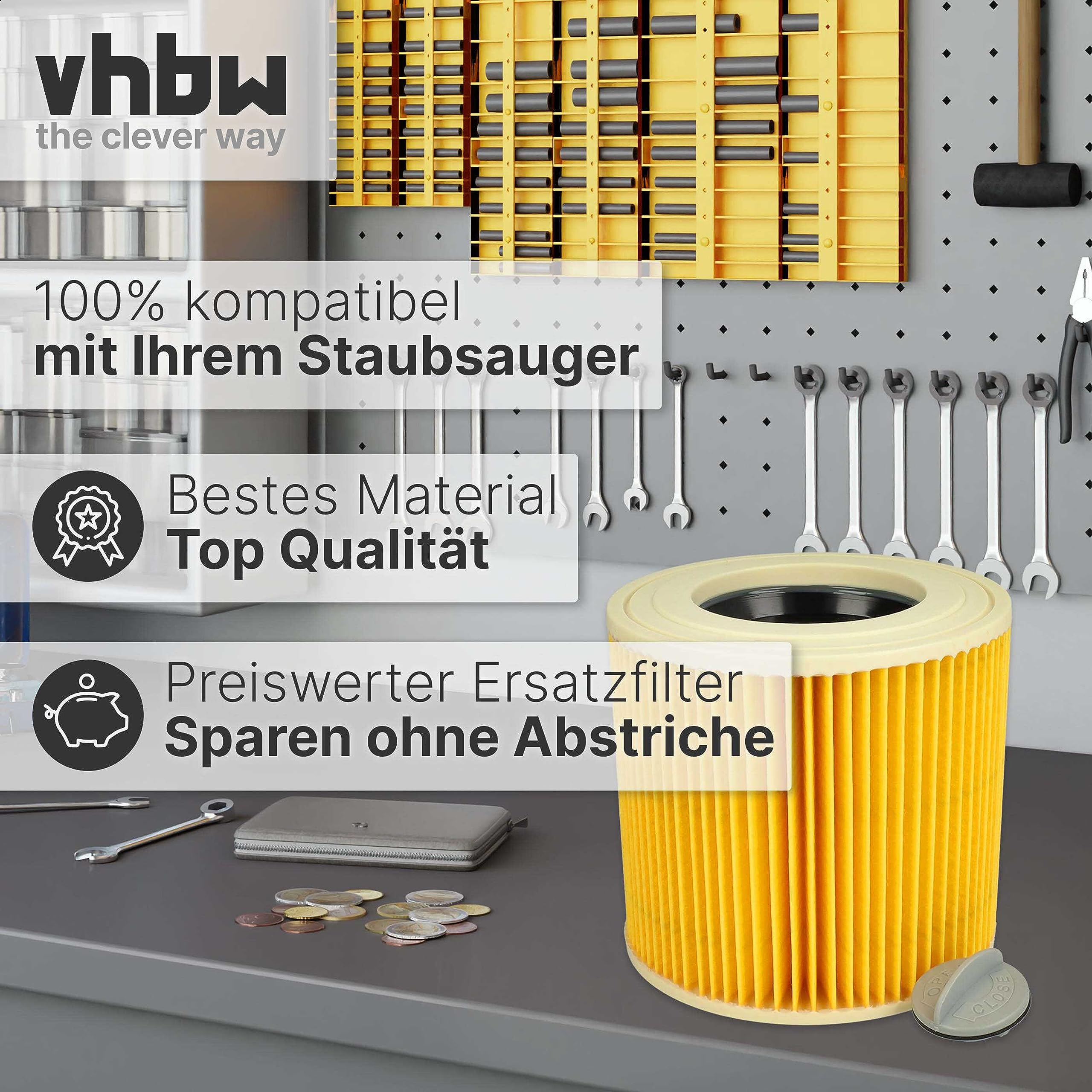 vhbw 10x Faltenfilter kompatibel mit Kärcher NT 27/1 ME Professional | NT 48/1 TE Professional Staubsauger - Patronenfilter Gelb