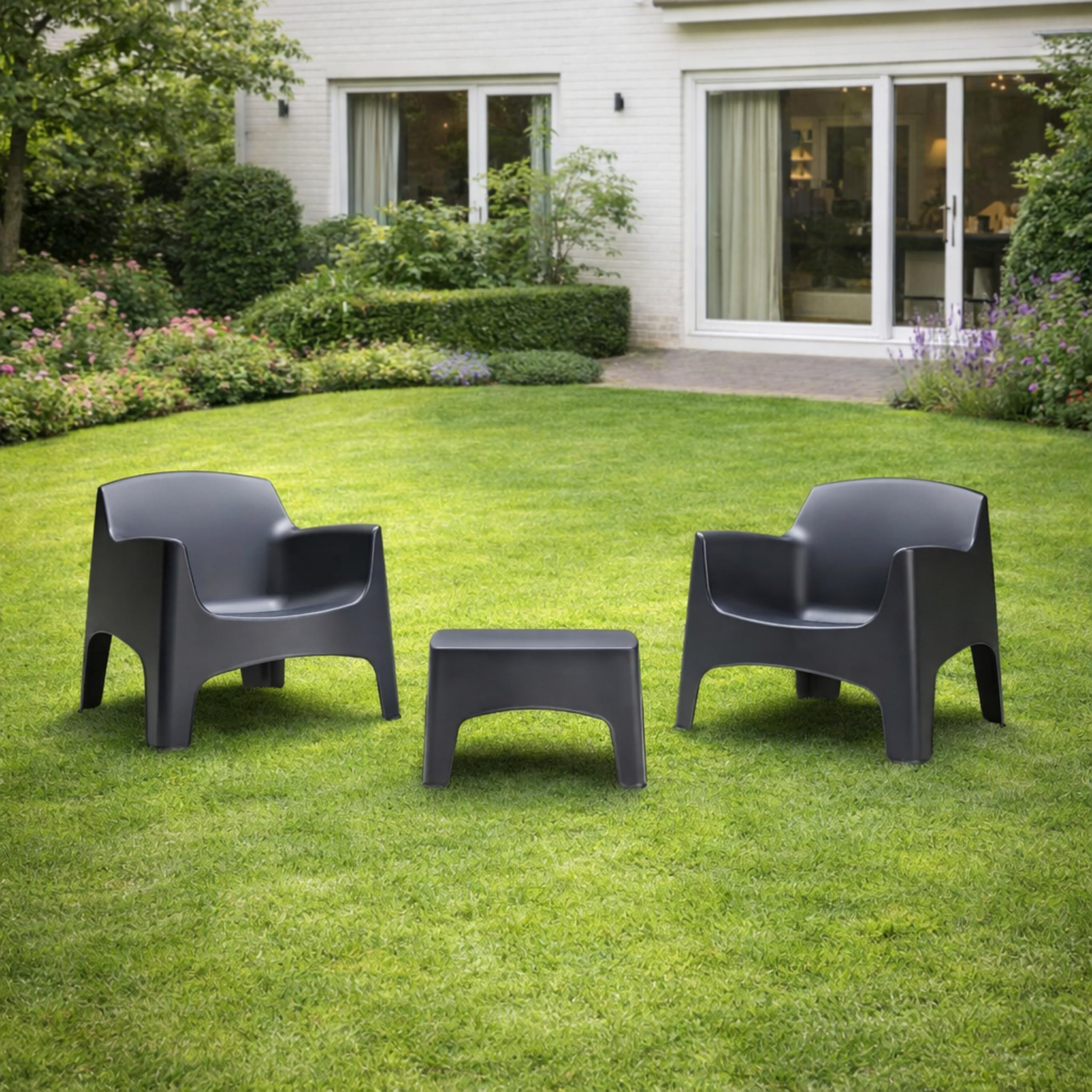 HOUSE COLLECTION SET IBIZA TERRACE 3pz IN POLIPROPILENE GRAFITE