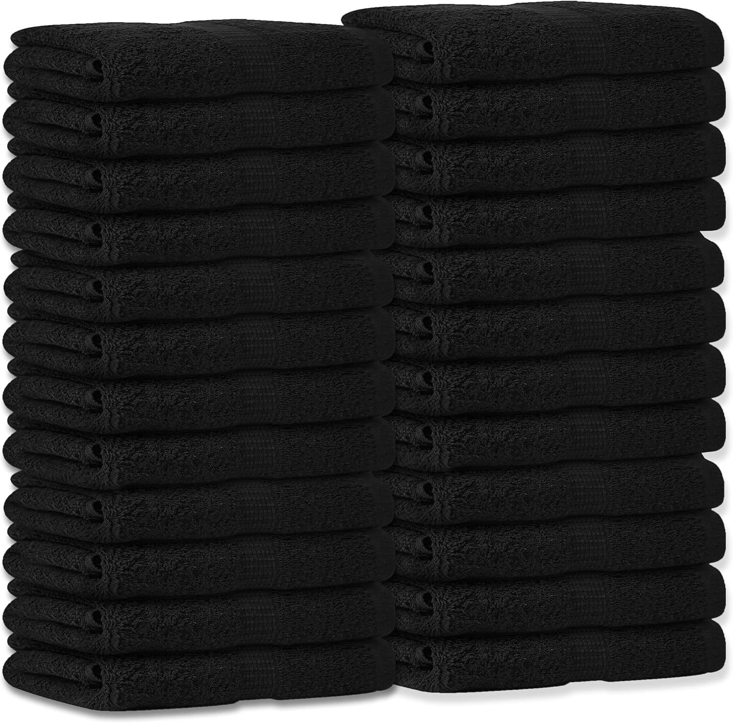 Black Salon Towel, Pack of 24 (16 x 27 Inches) Non-Bleach Proof - Highly Absorbent 100% Cotton Hand Towels Quick Dry & Easy Care Cotton Towels for Gym, Spa, and Home