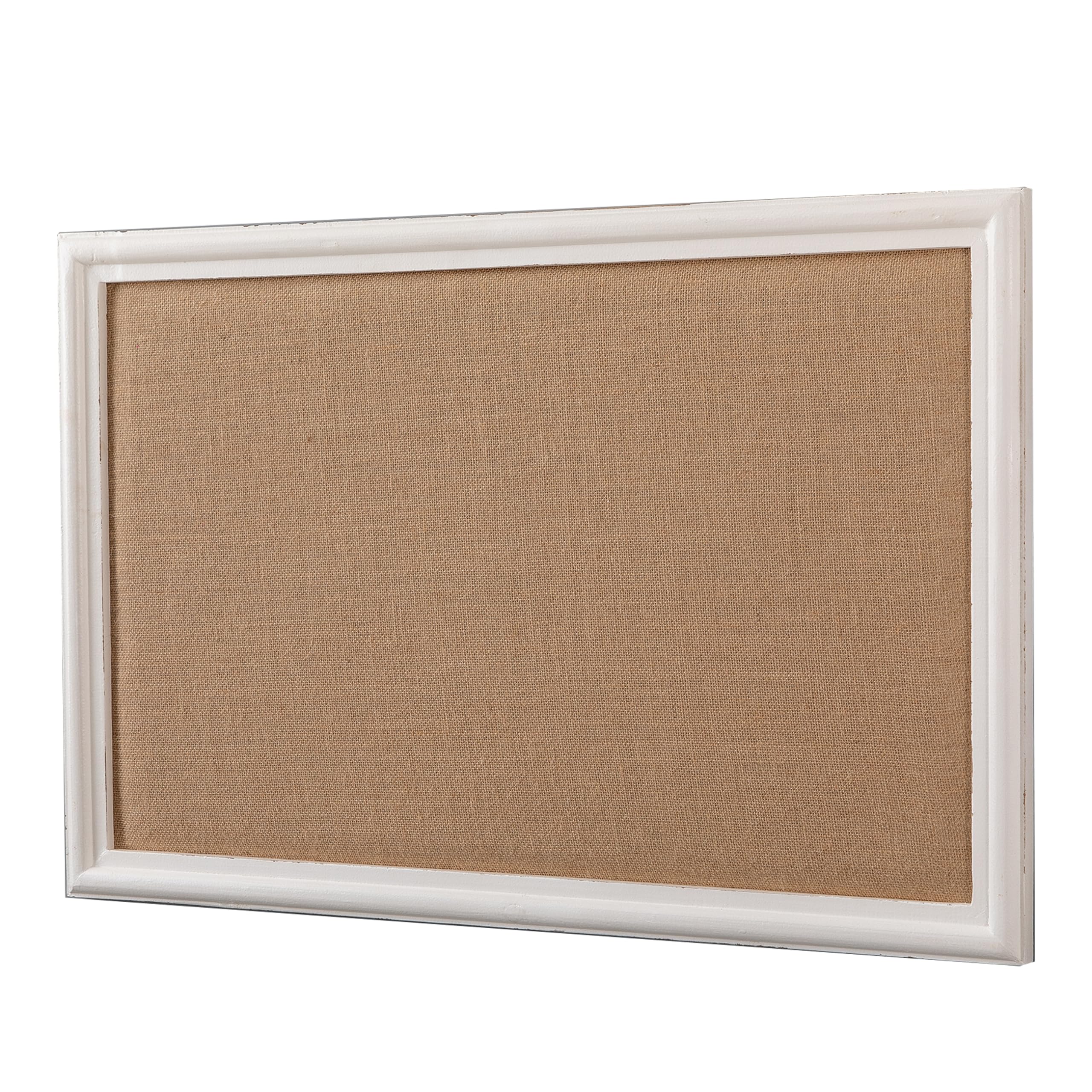 SOFE Linen Bulletin Board for Wall, 24x36 Inchs Decorative White Pin Board with Frame, Large Fabric Board for Office Classroom, Rustic Notice Memo