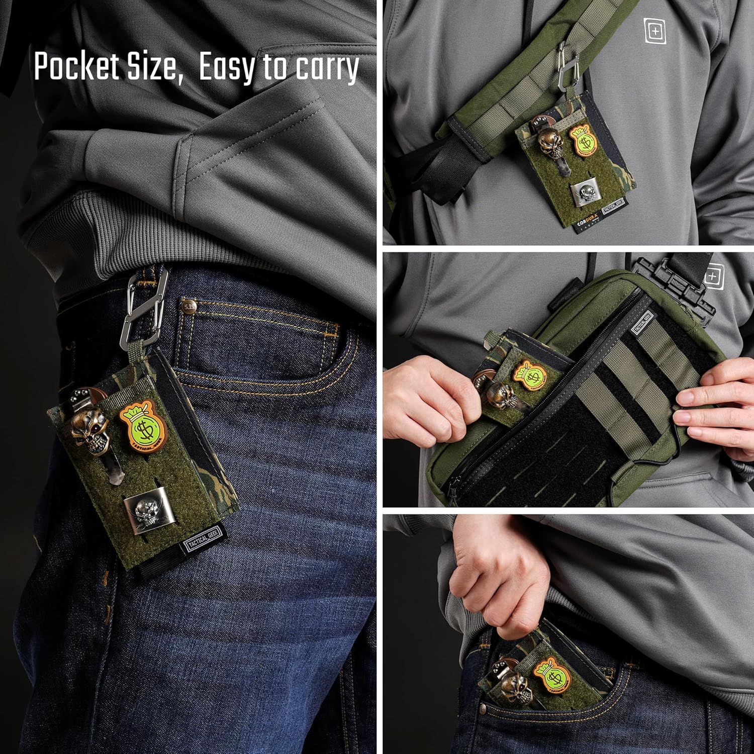 TACTICAL GEEK EXT5 EDC Slim Storage Pouch, Sleek, Lightweight Card Organizer with Nylon Fabric, Credit Card Pocket, Hidden Slot, Versatile Small Gear and Coin Storage (Camo) - Image 5