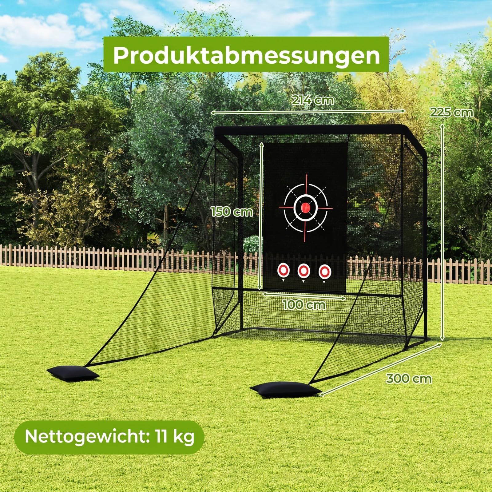 COSTWAY Golf Übungsnetz, Golfnetz mit Faltbarer Seitennetz & Bodennez, Chipping Trainingsnetze inkl. Tragetasche & 2 Sandsäcken, tragbare Trainingshilfe Outdoor für Zuhause, Hinterhof