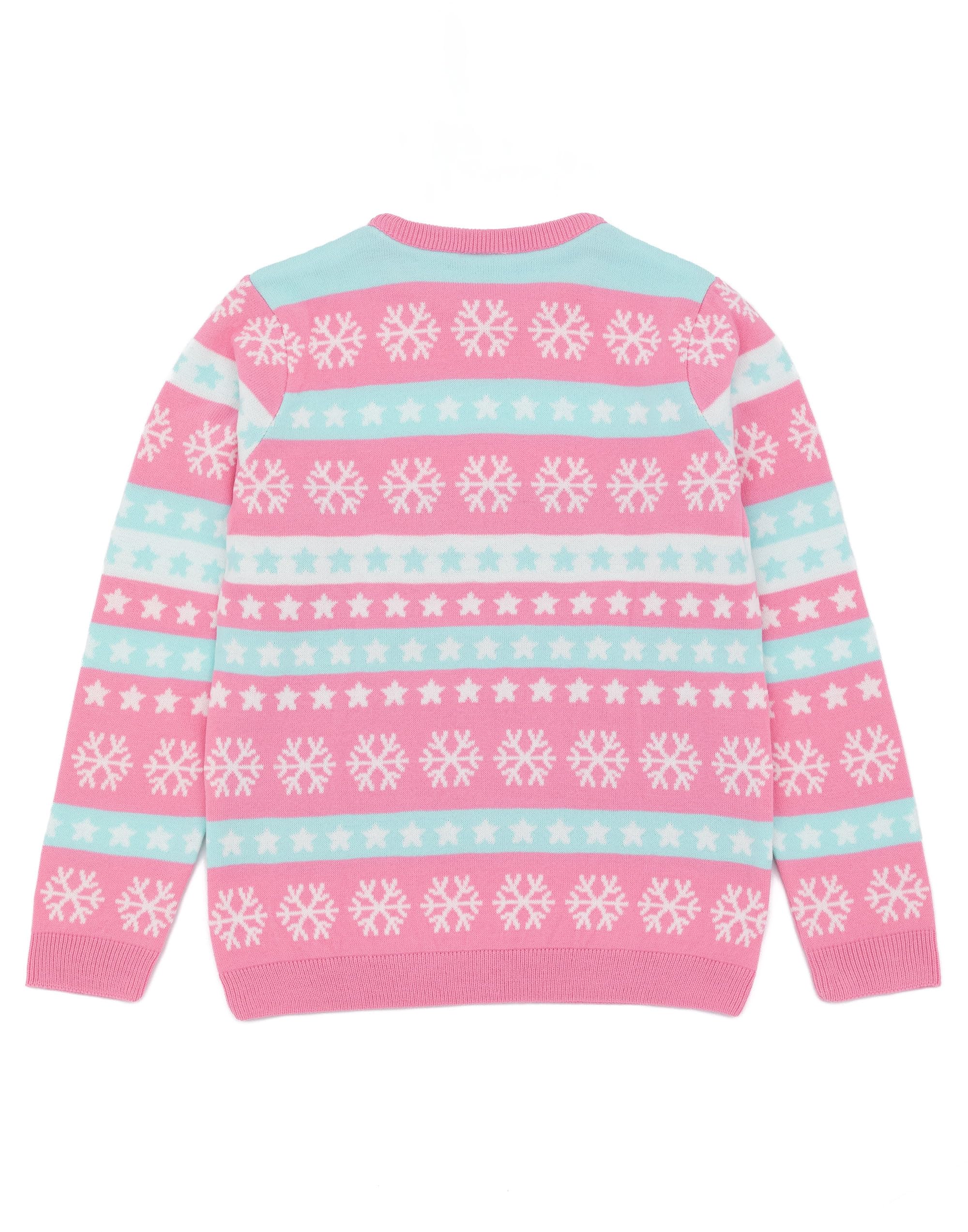 Pusheen Różowy sweter bożonarodzeniowy z dzianiny dla dziewczynek | świąteczny sweter - uroczo przytulny | stylowa odzież bożonarodzeniowa The Cat | świąteczna bluza z motywem kota