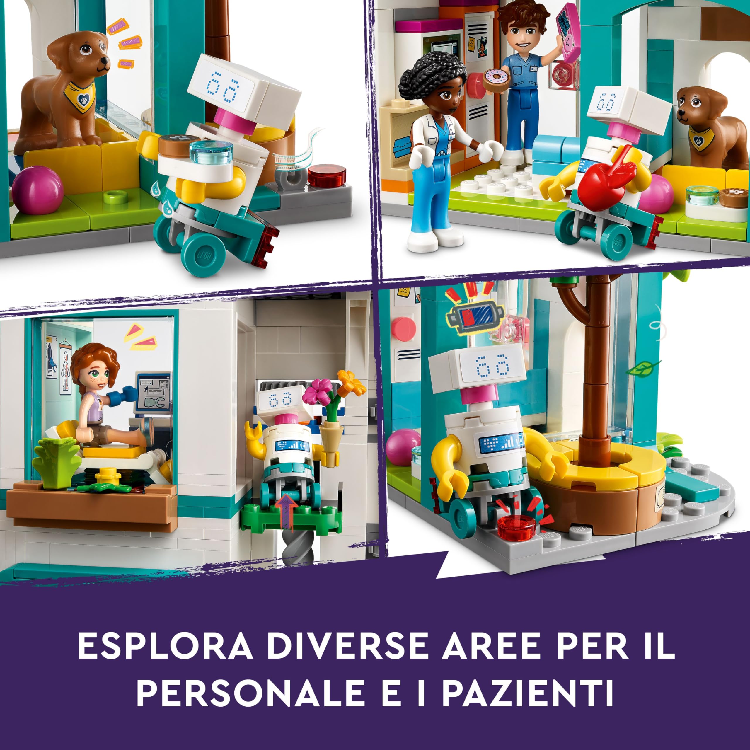 LEGO Friends Ospedale di Heartlake City, Giochi Educativi del Dottore per Bambine e Bambini da 7 Anni in su con Elicottero Giocattolo, 5 Mini Bamboline tra cui Autumn, 2 Bebè e un Cane 42621